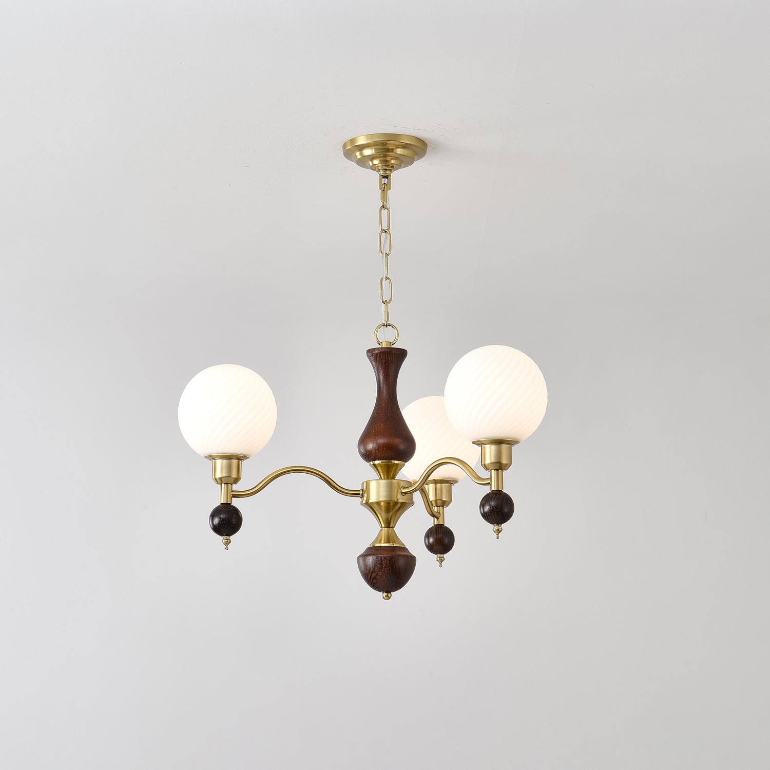 Aurora Globe Orb Walnut Chandelier-Neutral Decor