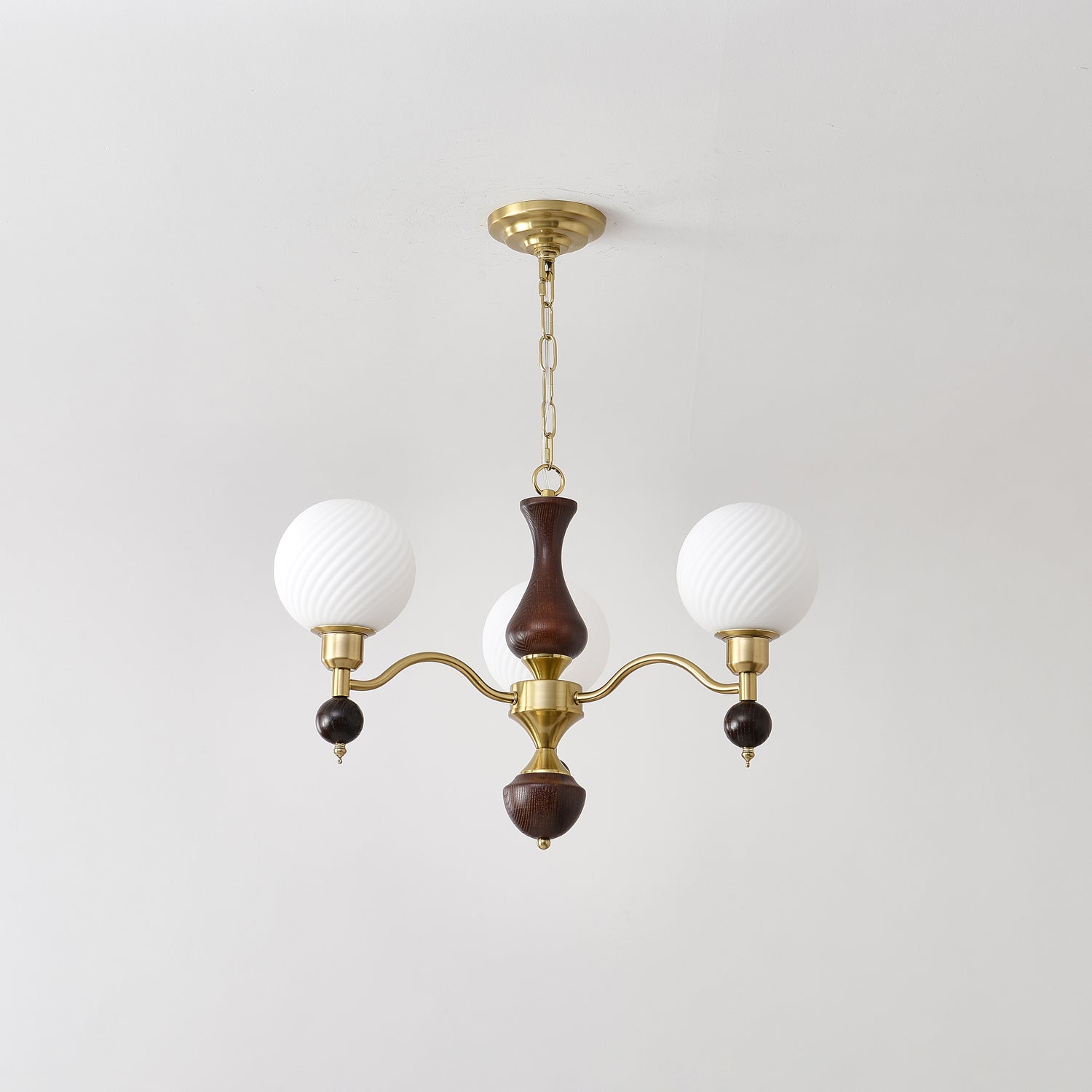Aurora Globe Orb Walnut Chandelier-Neutral Decor