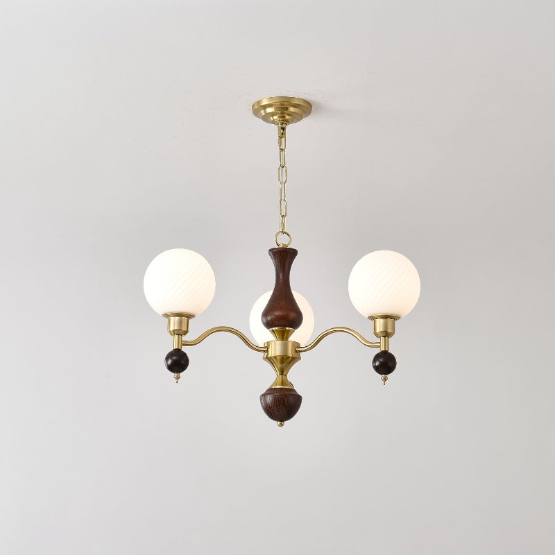 Aurora Globe Orb Walnut Chandelier-Neutral Decor