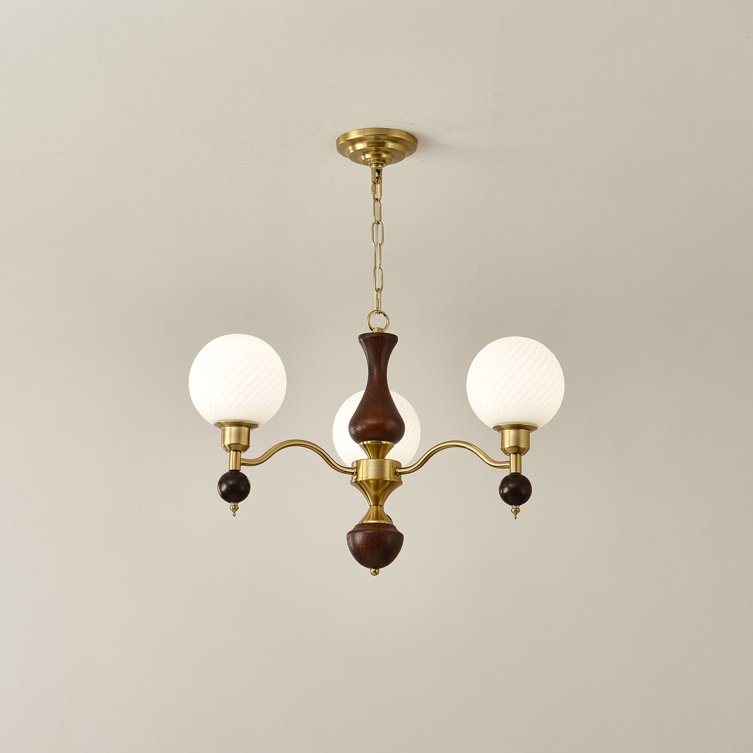Aurora Globe Orb Walnut Chandelier-Neutral Decor