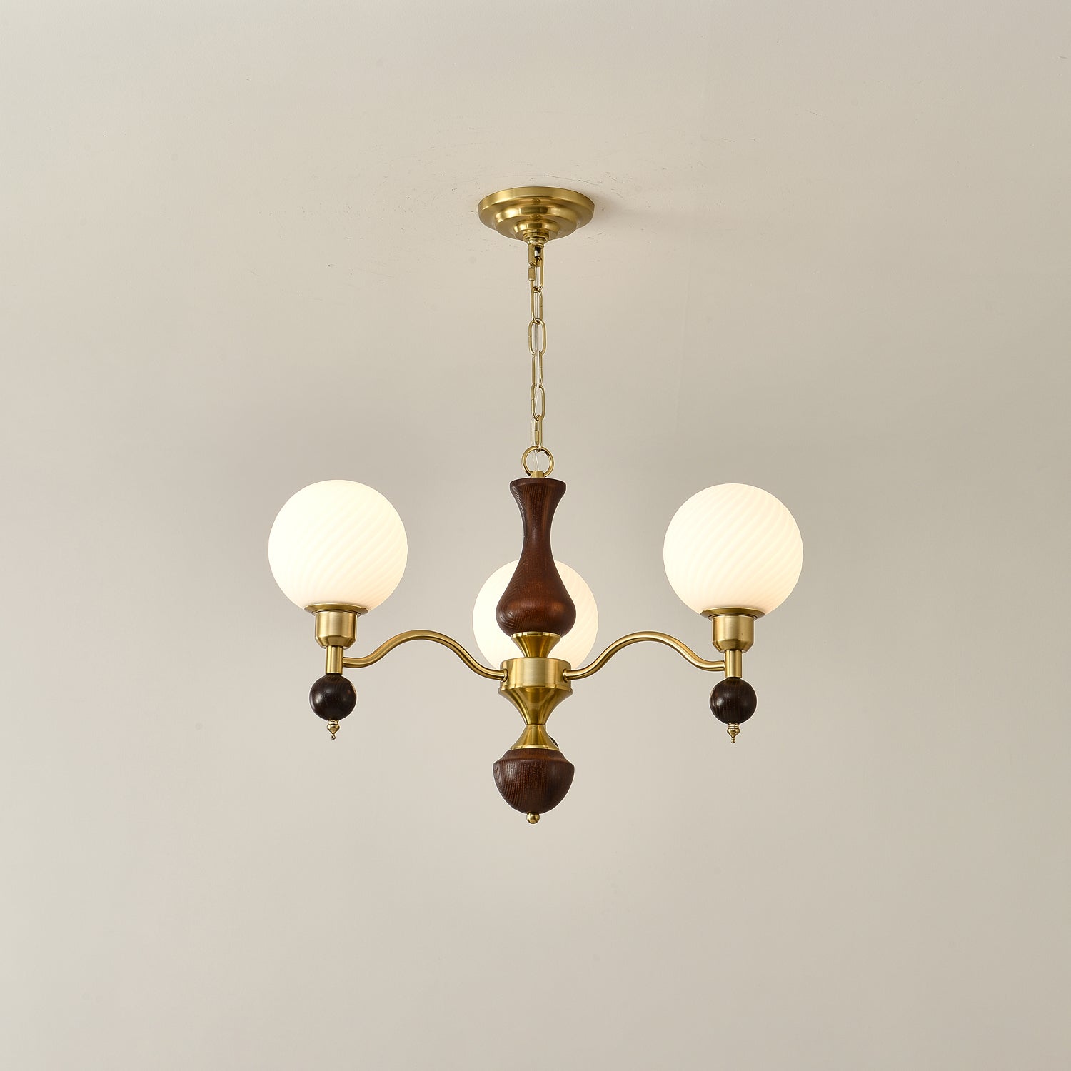 Aurora Globe Orb Walnut Chandelier-Neutral Decor