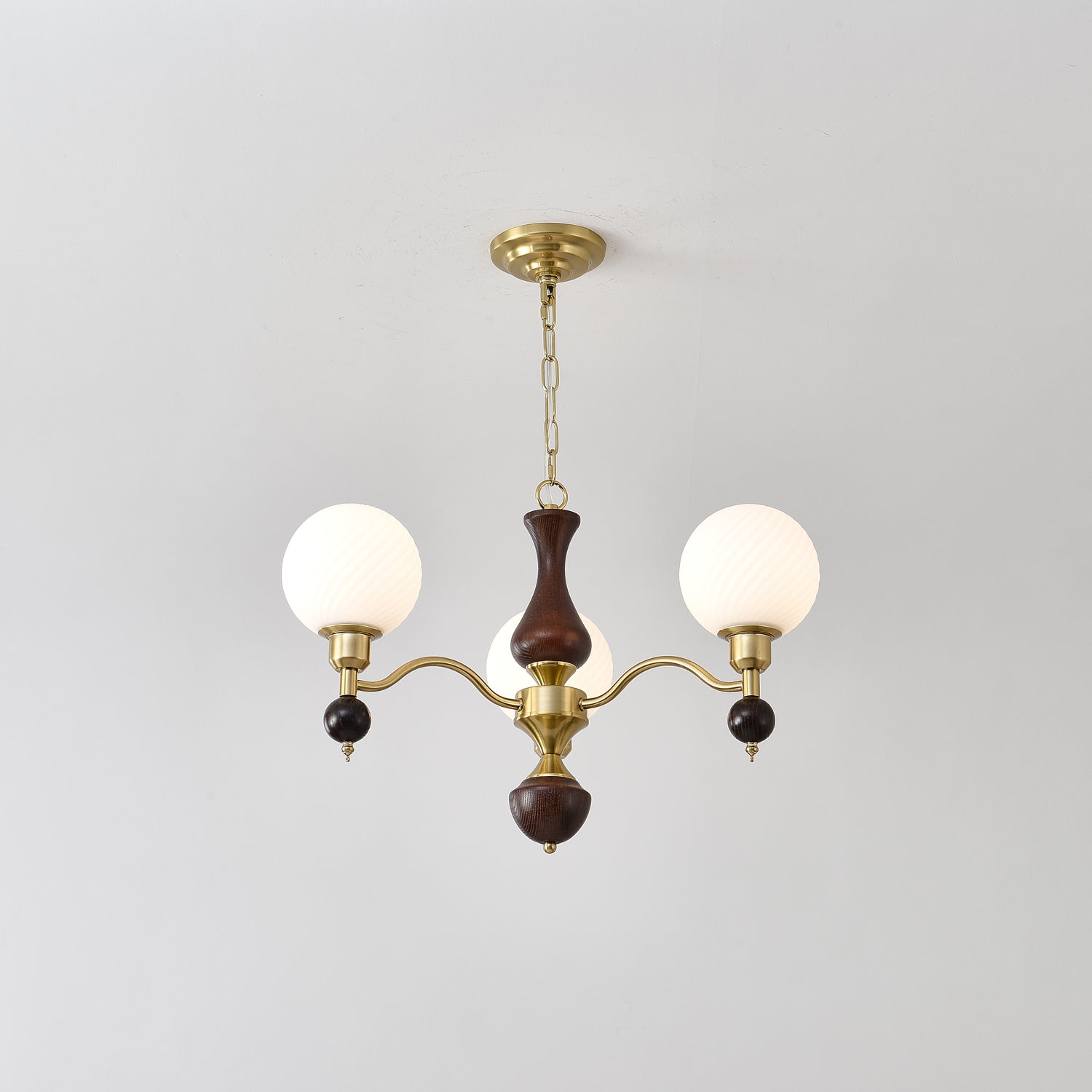 Aurora Globe Orb Walnut Chandelier-Neutral Decor
