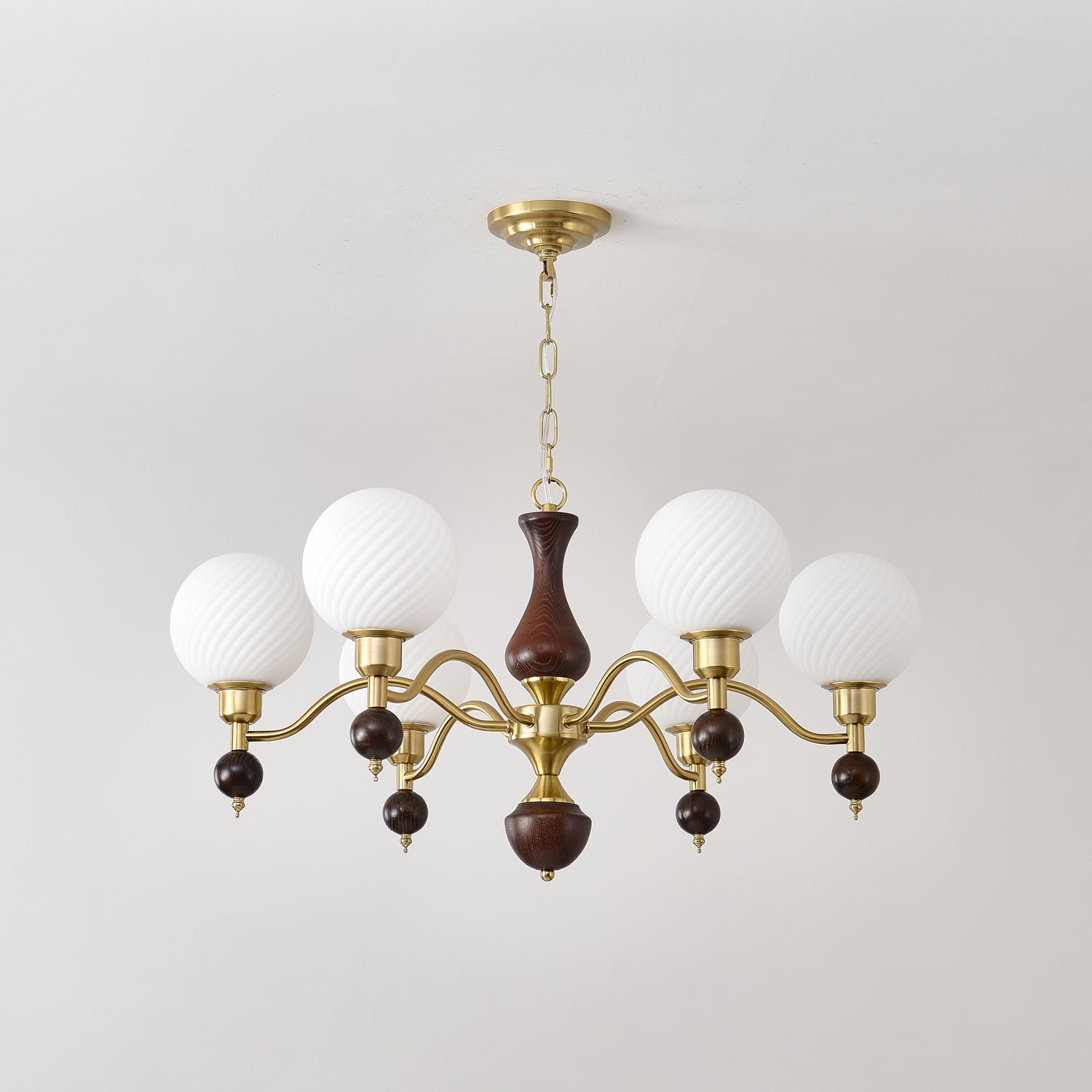 Aurora Globe Orb Walnut Chandelier-Neutral Decor