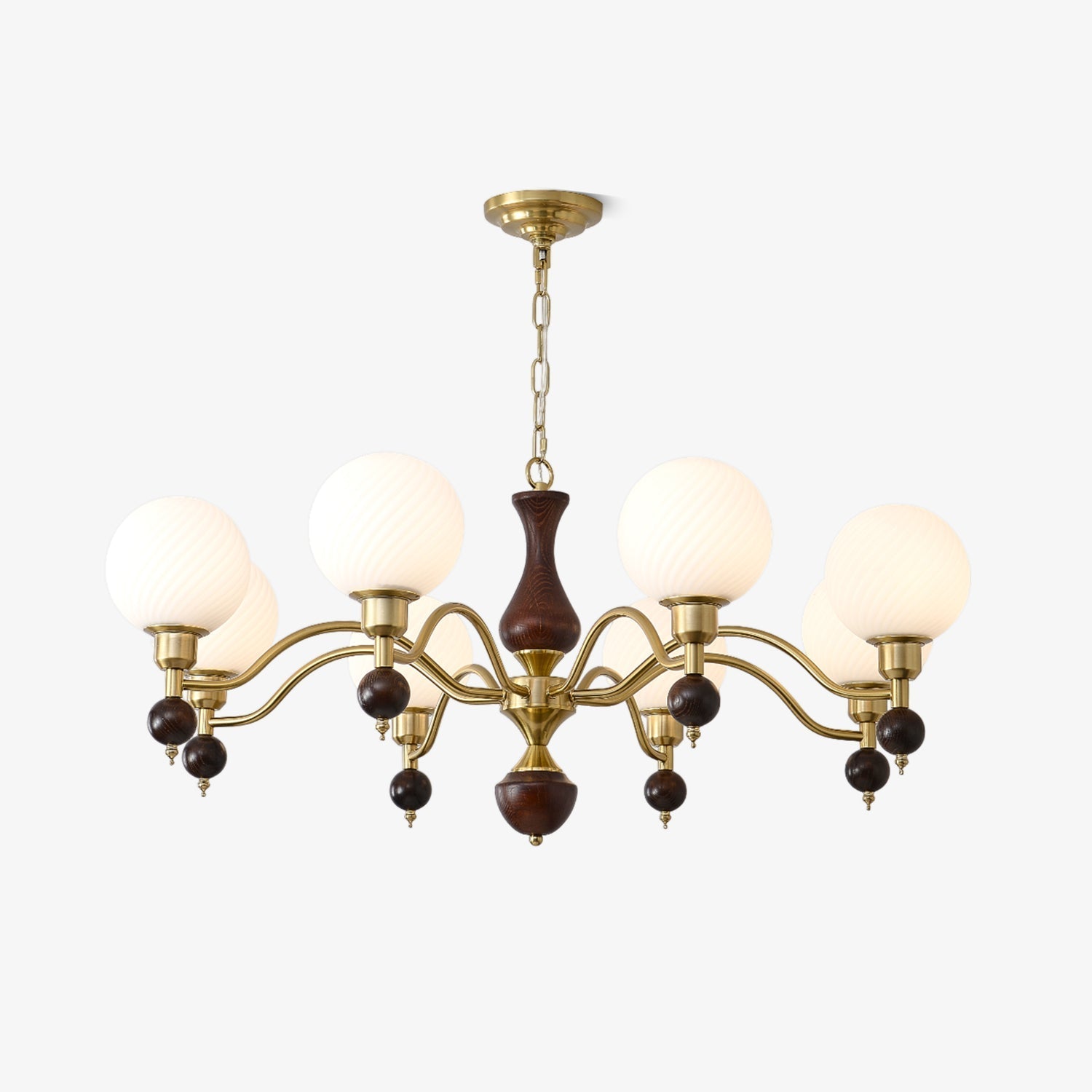 Aurora Globe Orb Walnut Chandelier-Neutral Decor