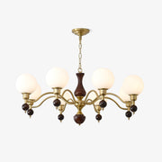 Aurora Globe Orb Walnut Chandelier-Neutral Decor