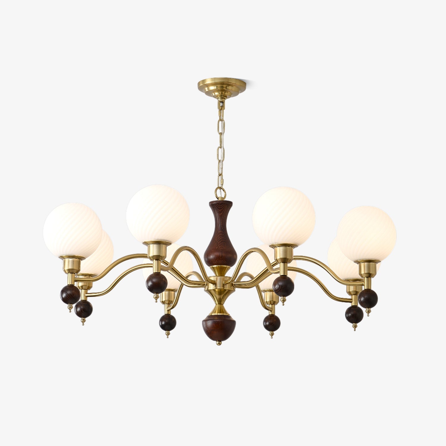 Globe Orb Wood Chandelier-Neutral Decor