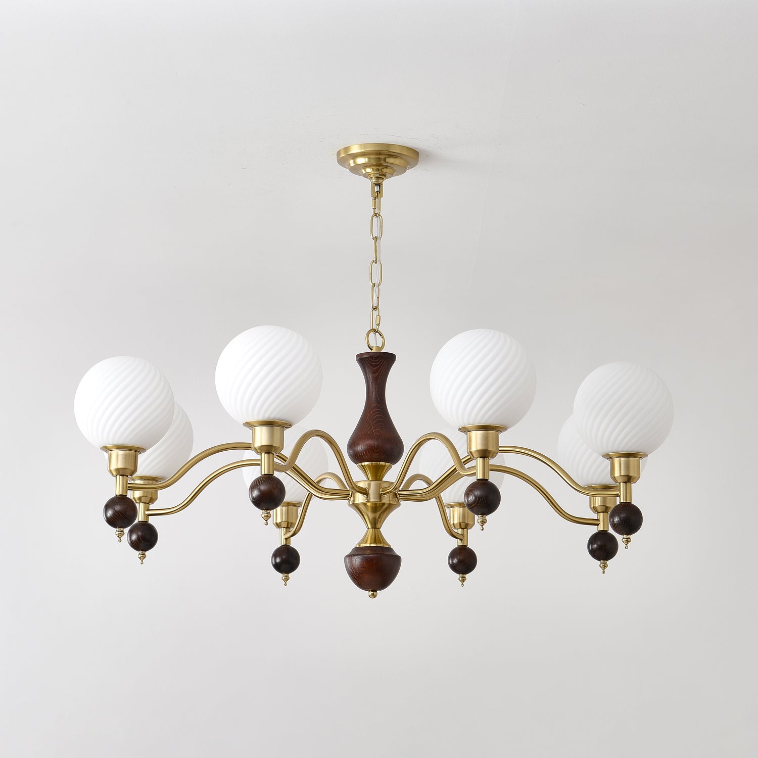 Aurora Globe Orb Walnut Chandelier-Neutral Decor