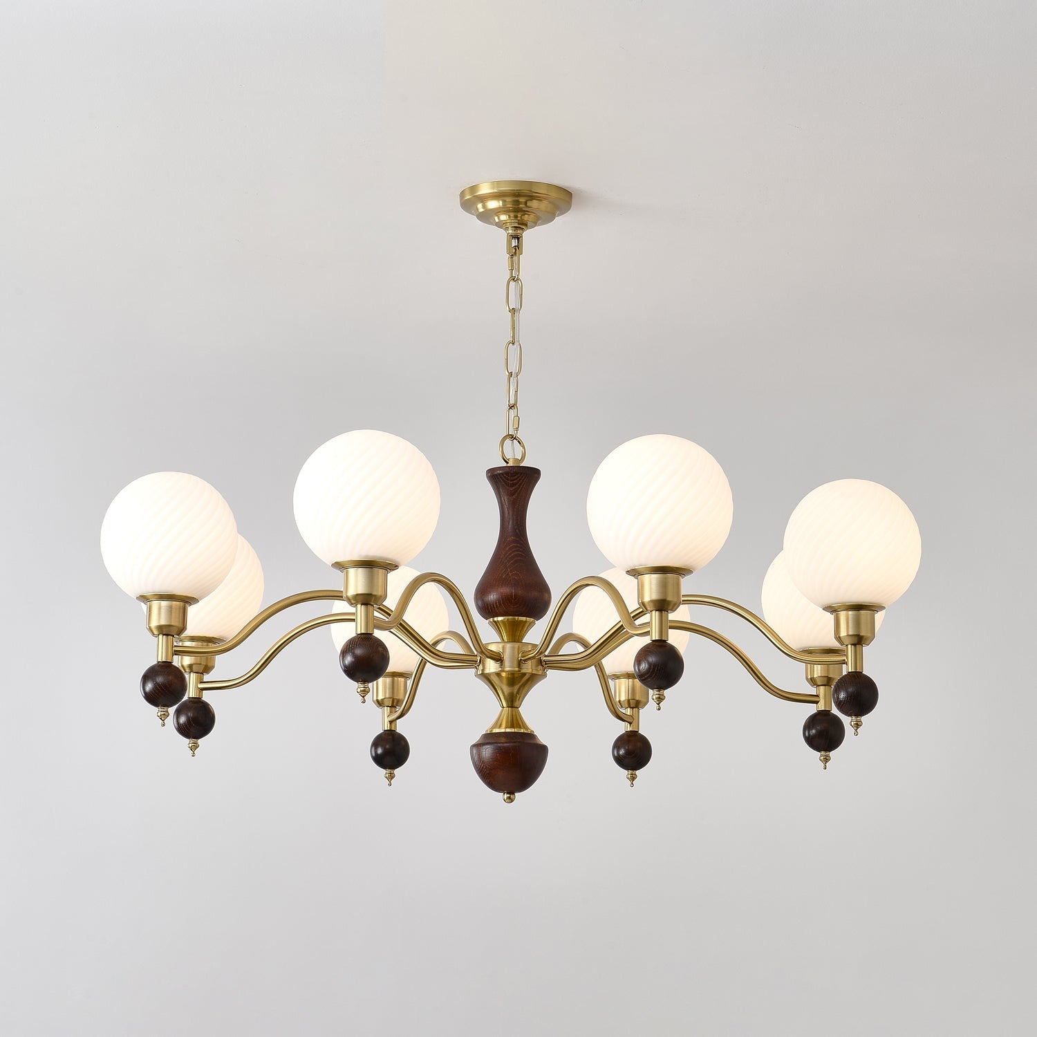 Aurora Globe Orb Walnut Chandelier-Neutral Decor