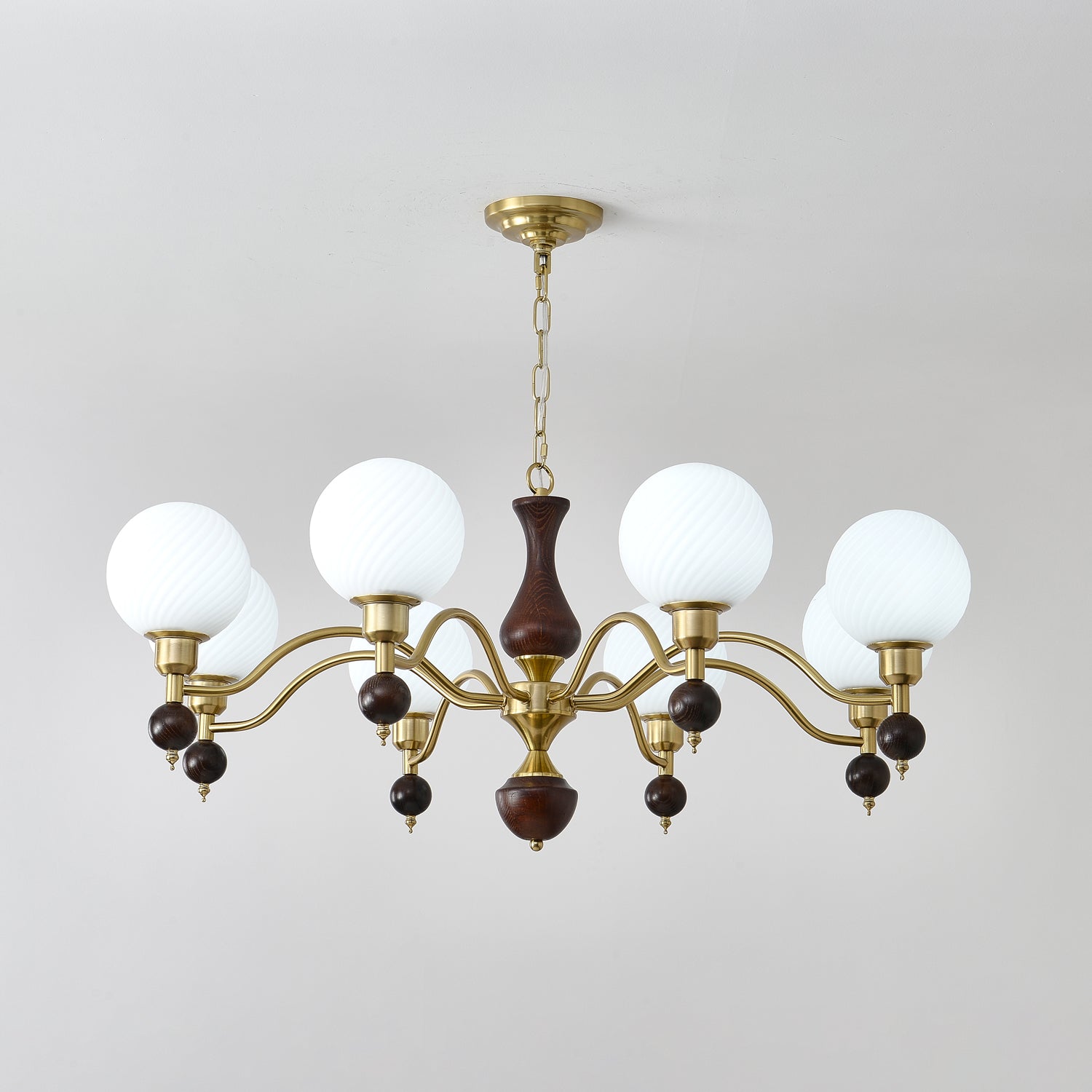Aurora Globe Orb Walnut Chandelier-Neutral Decor