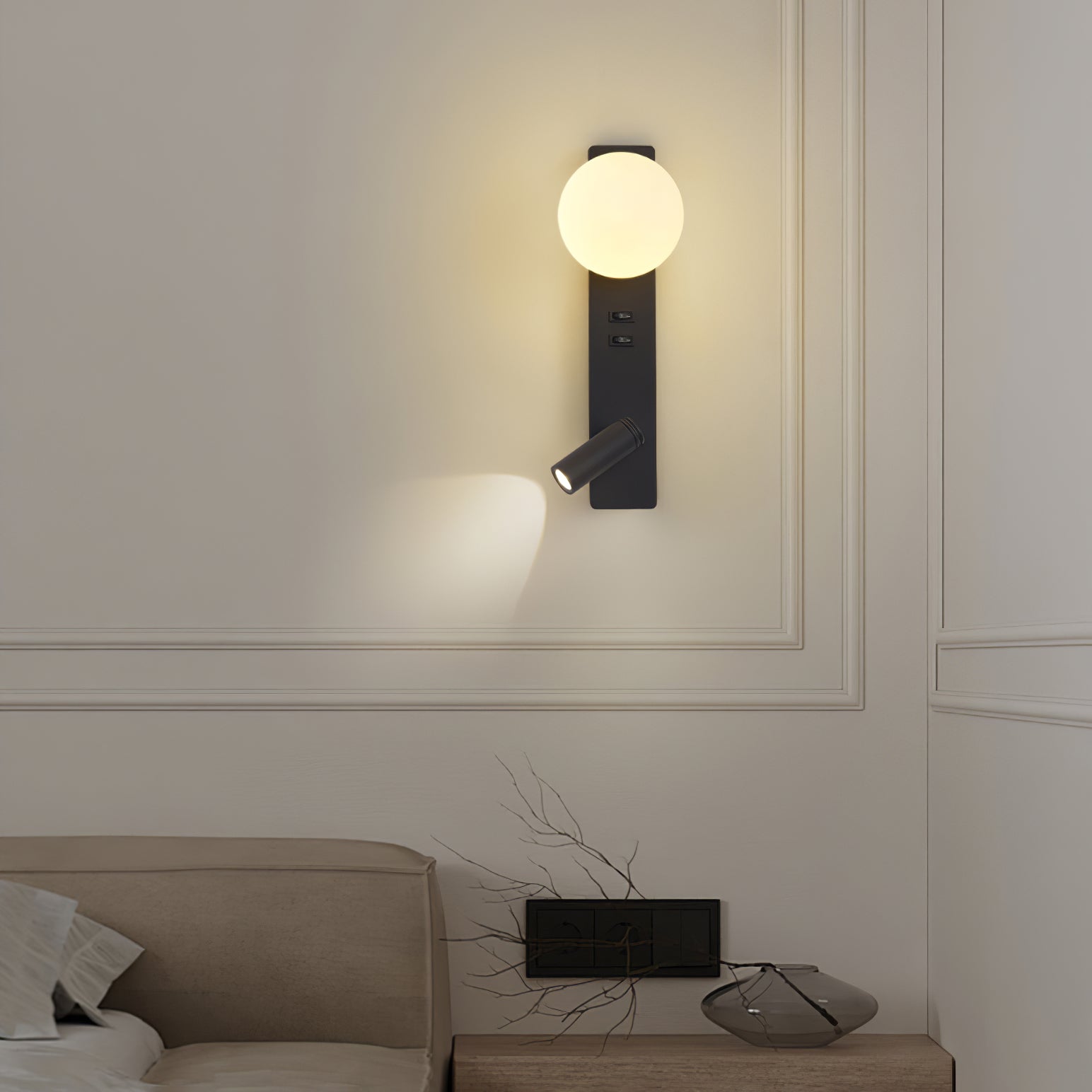Thalior Modern Minimalist Slim Glass Wall lamp-Neutral Decor