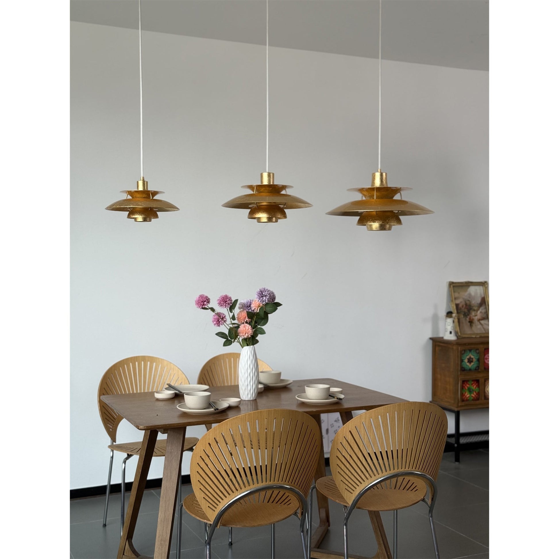 Frontal view of the 50cm Gold Foil PH Pendant Lamp.