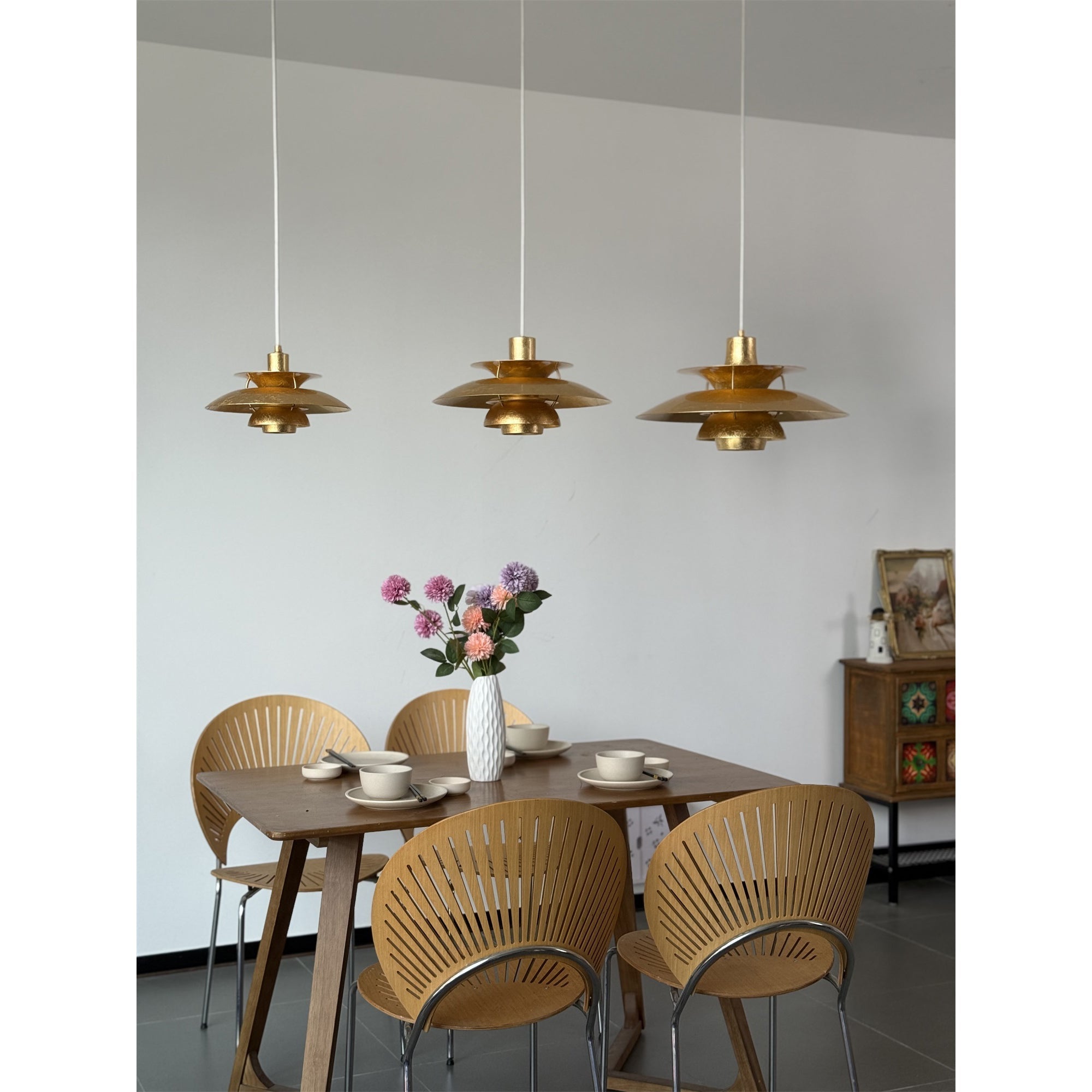 Frontal view of the 50cm Gold Foil PH Pendant Lamp.
