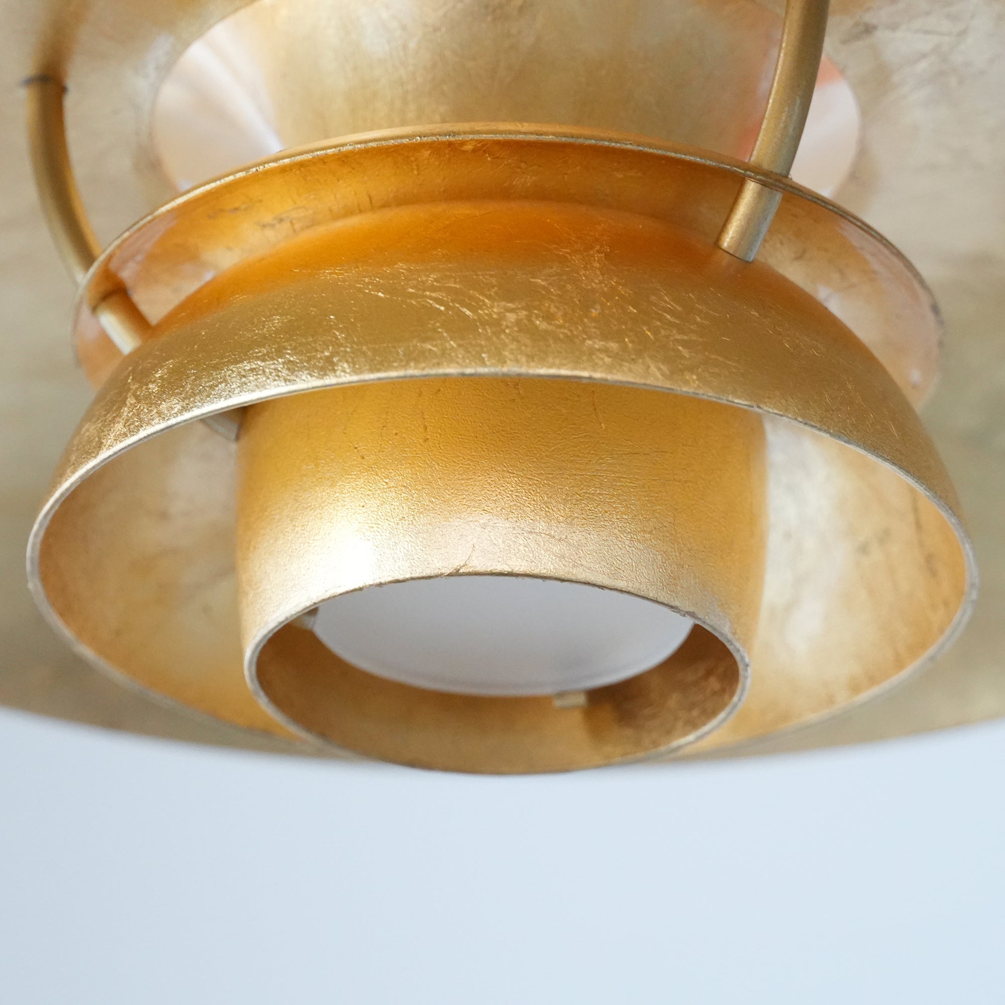 The lamp casting a warm, downward glow.