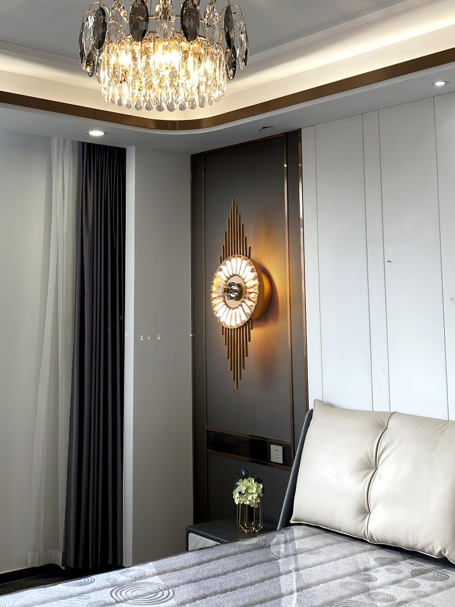 Cilirel Postmodern Luxury Gear Gold Crystal Wall Light-Neutral Decor