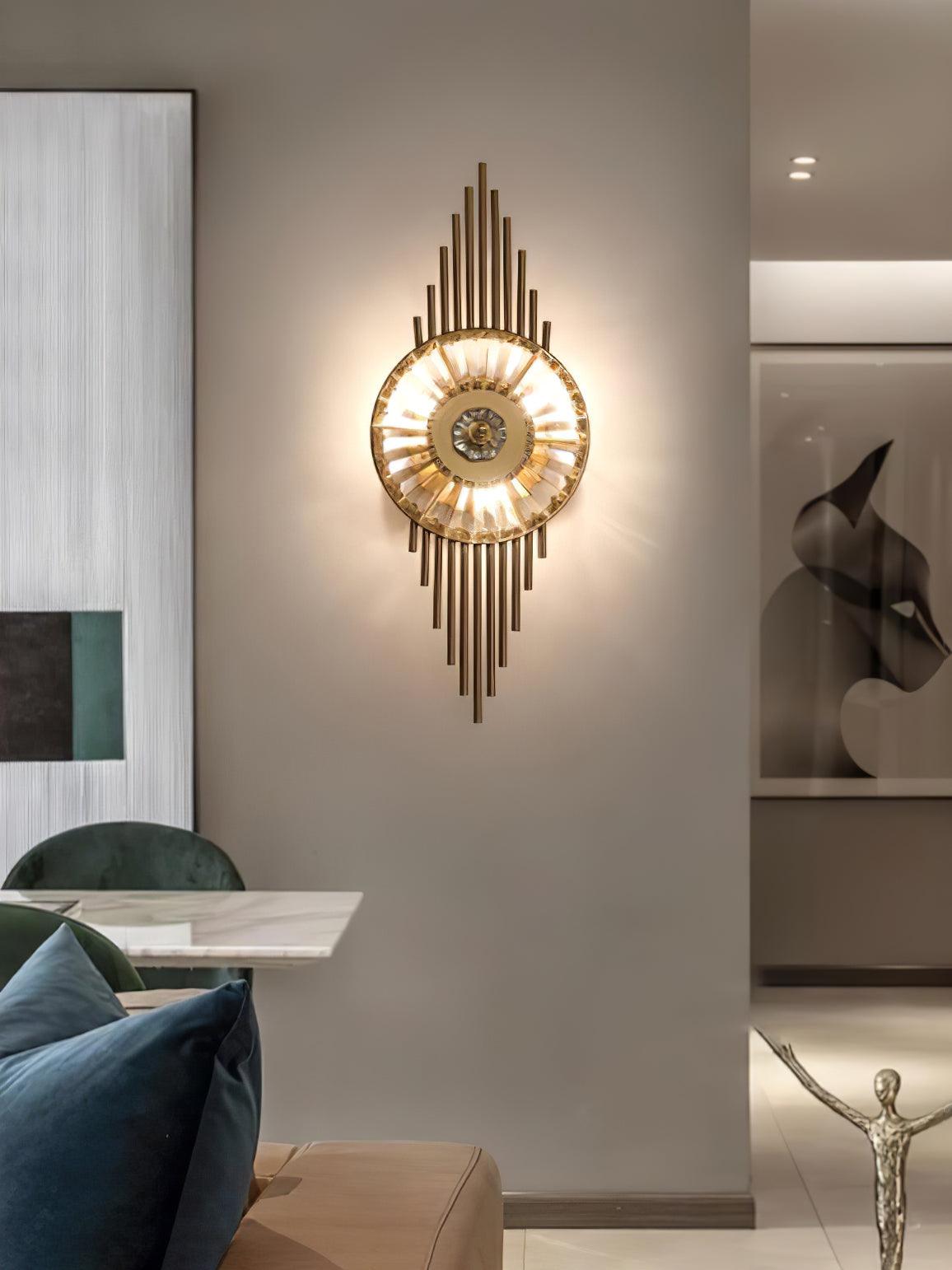 Cilirel Postmodern Luxury Gear Gold Crystal Wall Light-Neutral Decor
