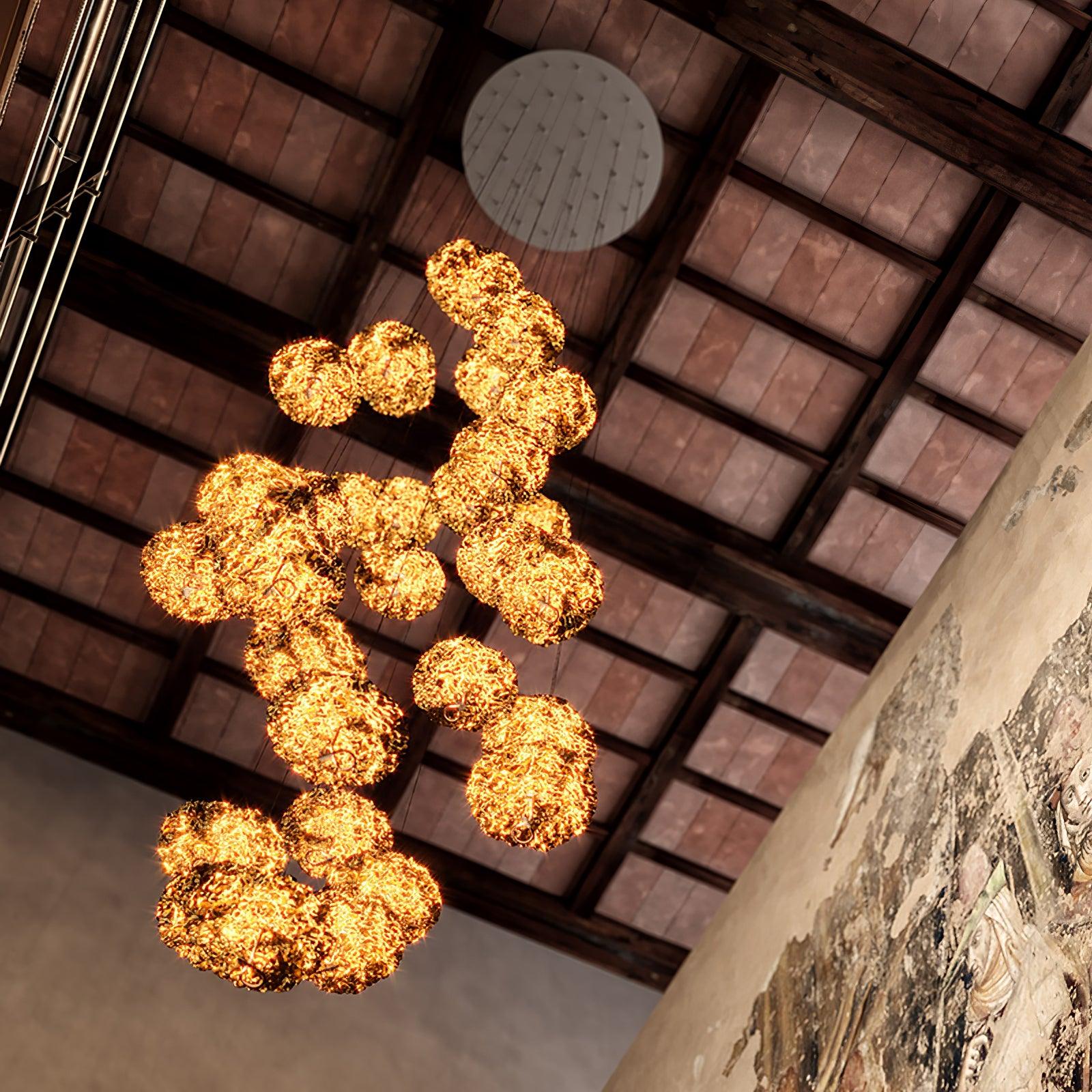 Aureate Cloud Brass Cluster Chandelier-Neutral Decor