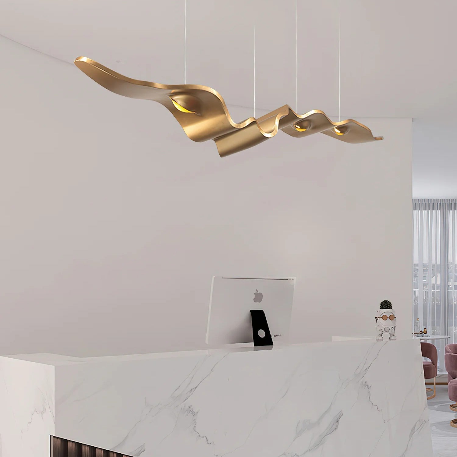 Raelis Gold Ribbon Chandelier-Neutral Decor