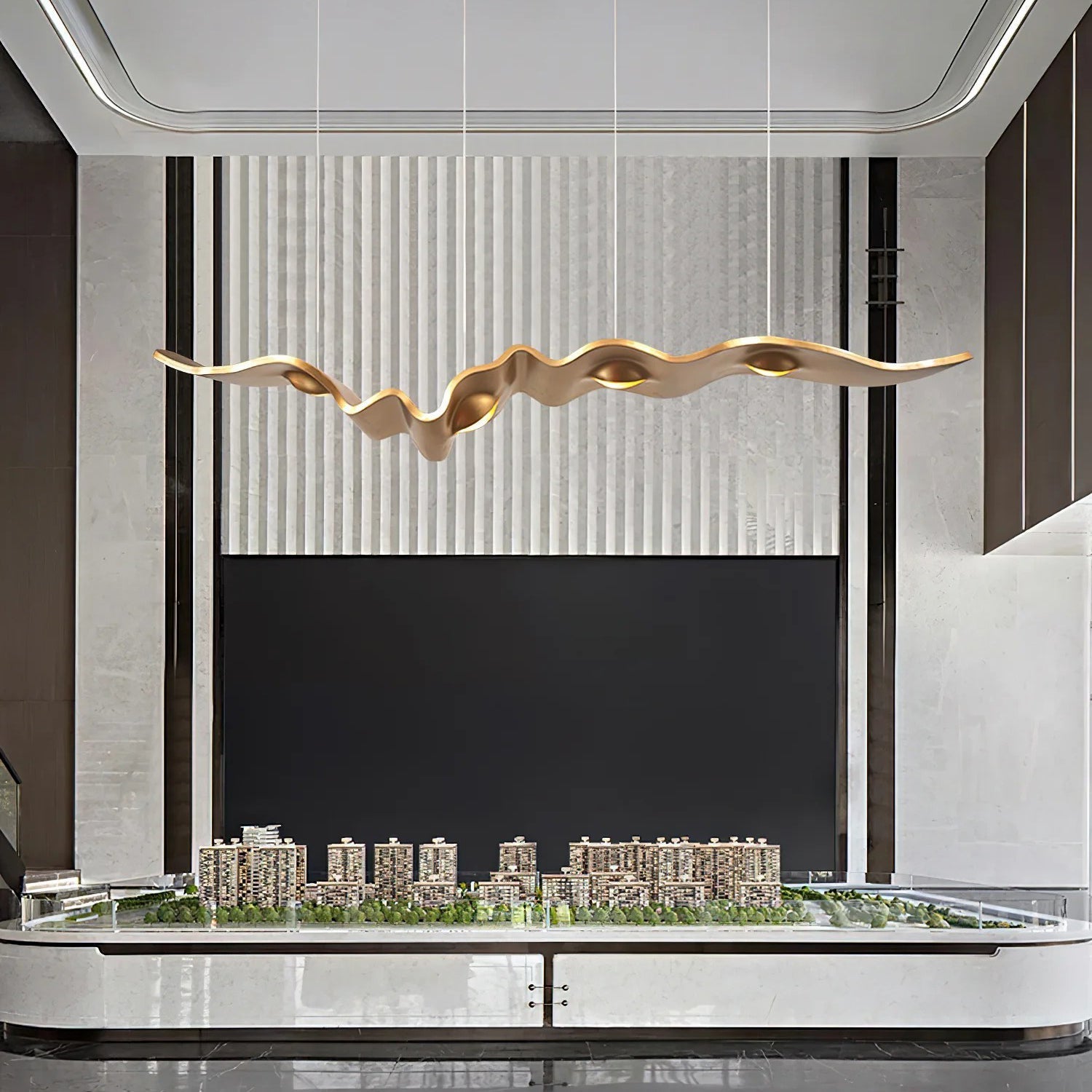 Raelis Gold Ribbon Chandelier-Neutral Decor