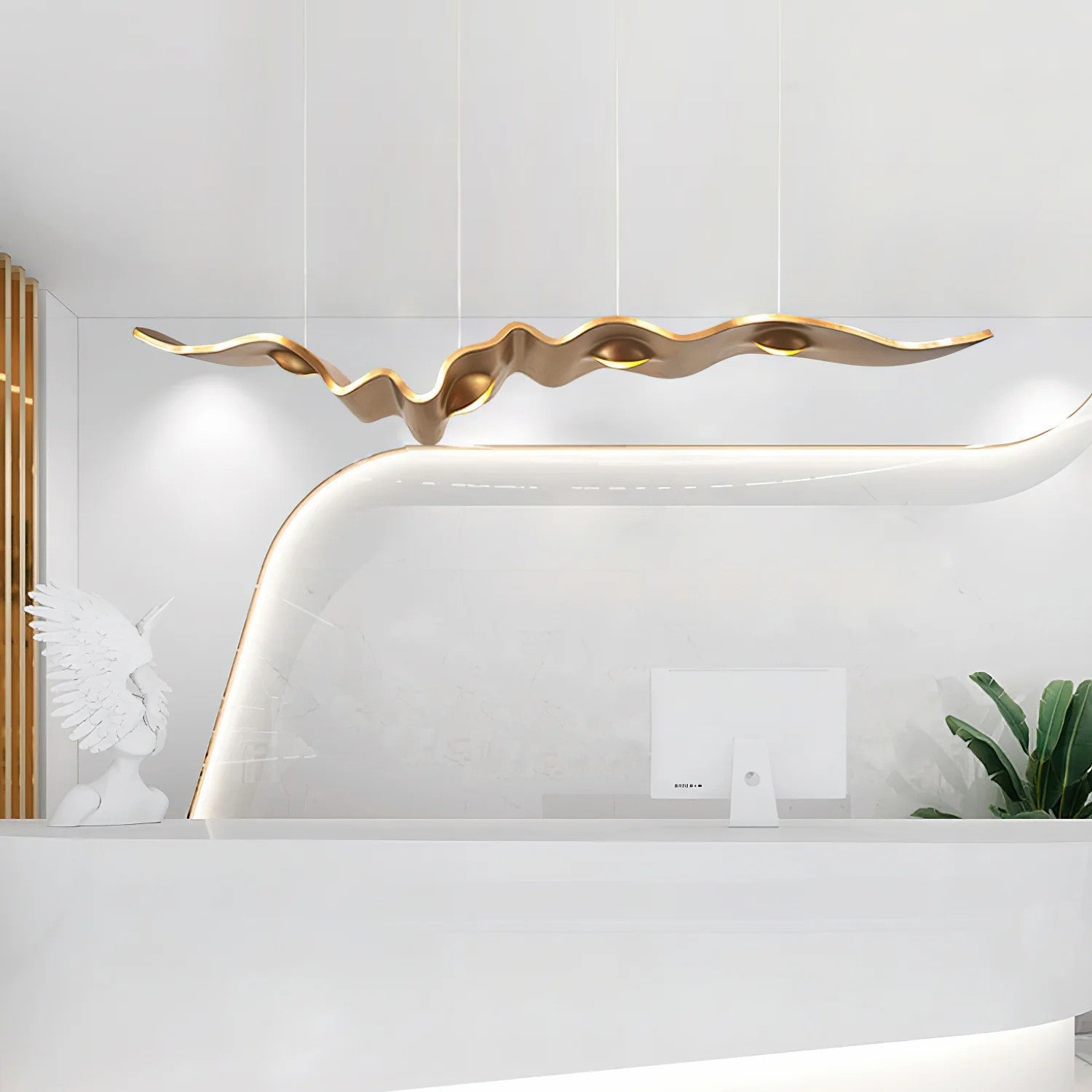 Raelis Gold Ribbon Chandelier-Neutral Decor