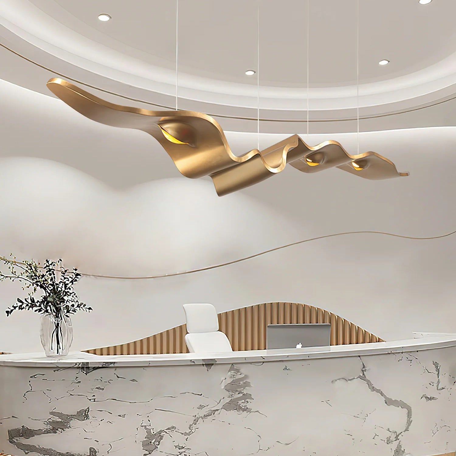 Raelis Gold Ribbon Chandelier-Neutral Decor