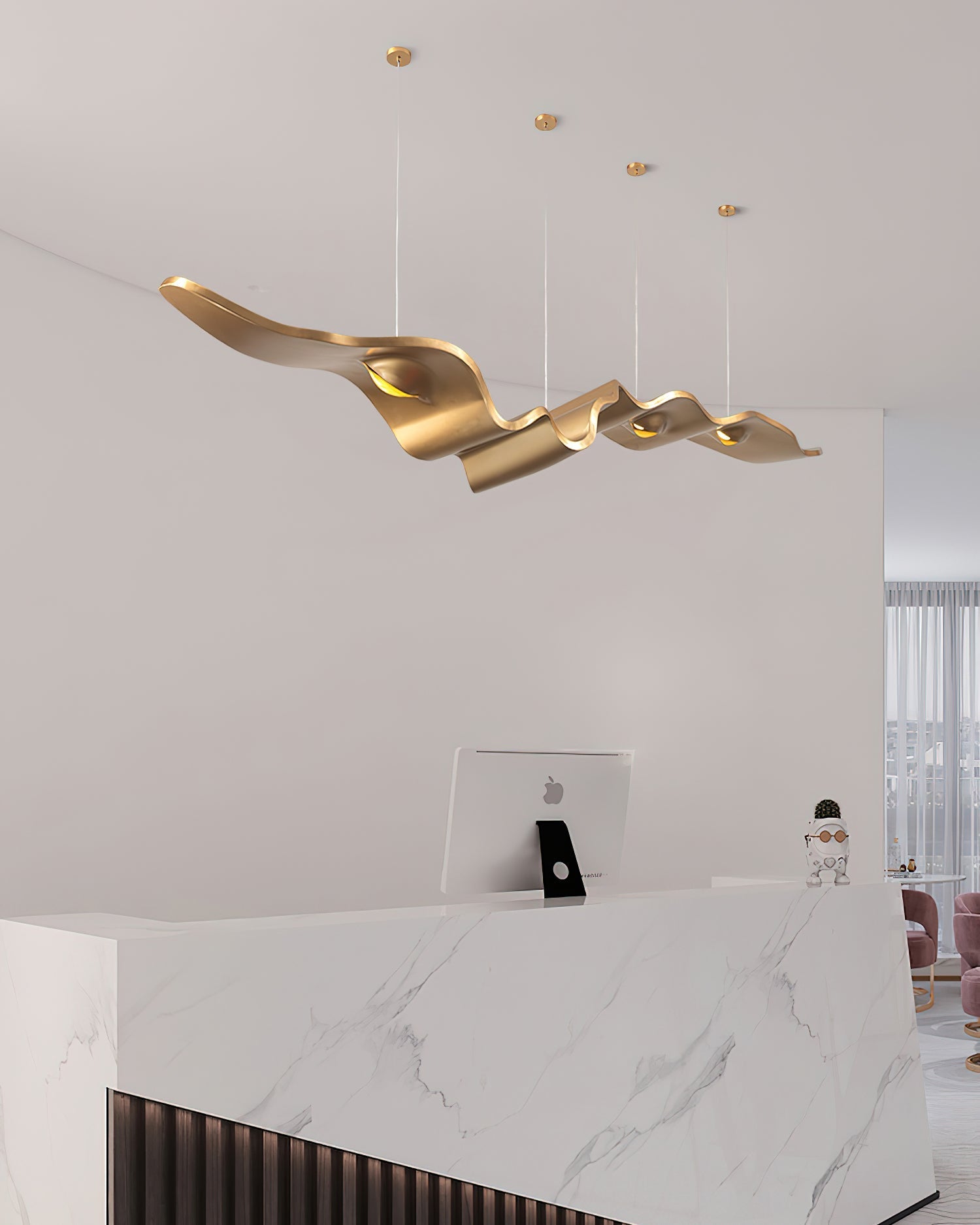 Raelis Gold Ribbon Chandelier-Neutral Decor
