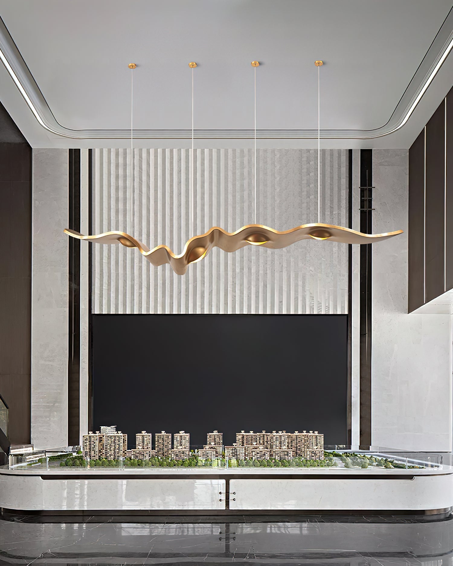 Raelis Gold Ribbon Chandelier-Neutral Decor