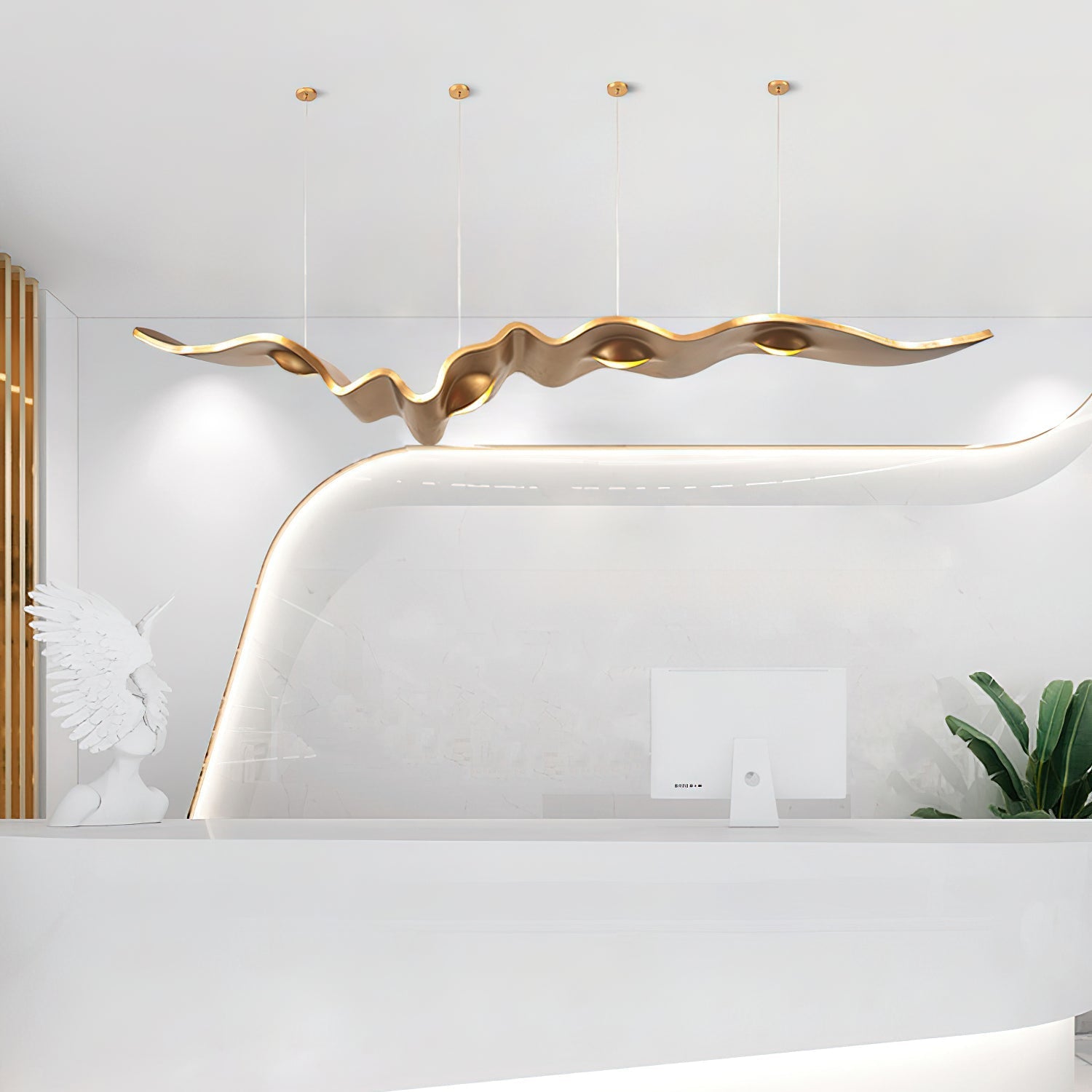 Raelis Gold Ribbon Chandelier-Neutral Decor