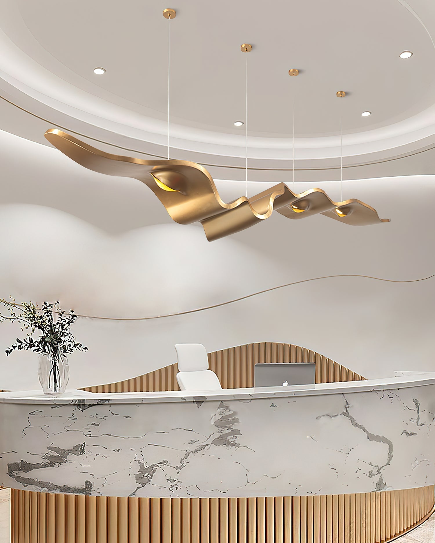 Raelis Gold Ribbon Chandelier-Neutral Decor