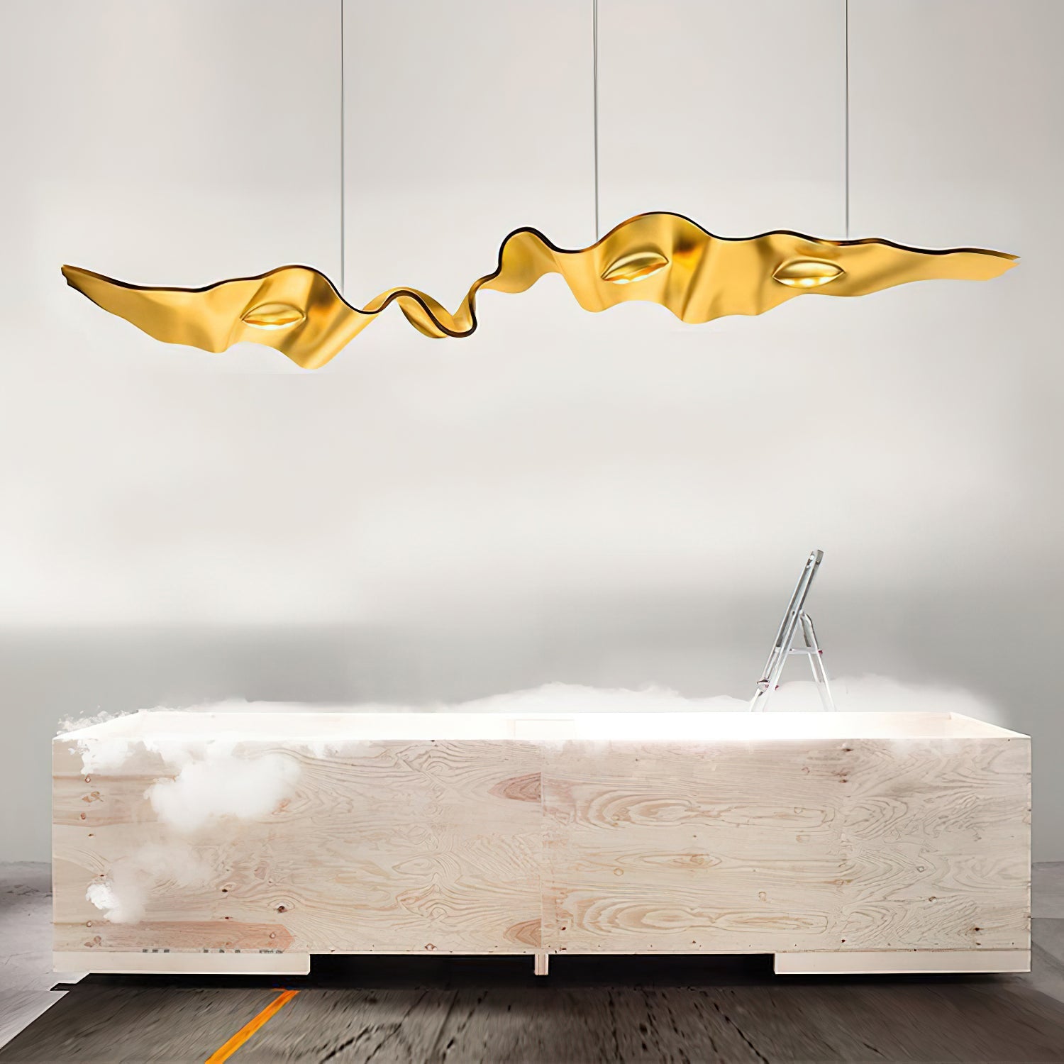 Raelis Gold Ribbon Chandelier-Neutral Decor