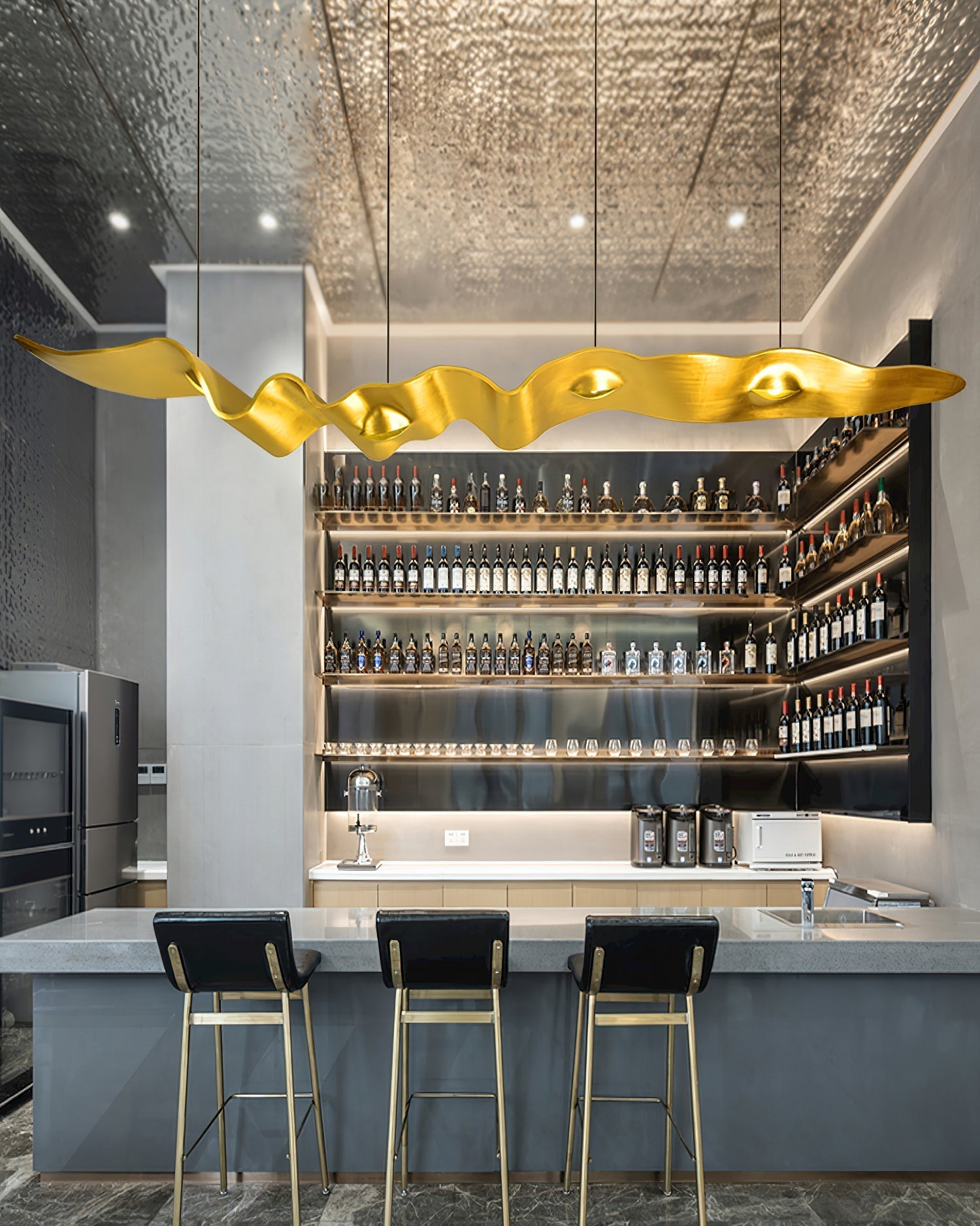 Raelis Gold Ribbon Chandelier-Neutral Decor
