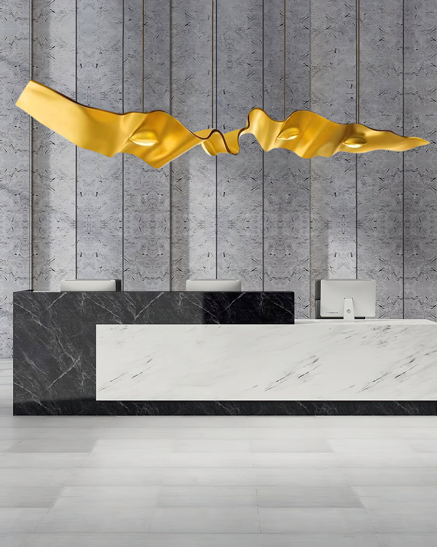 Raelis Gold Ribbon Chandelier-Neutral Decor