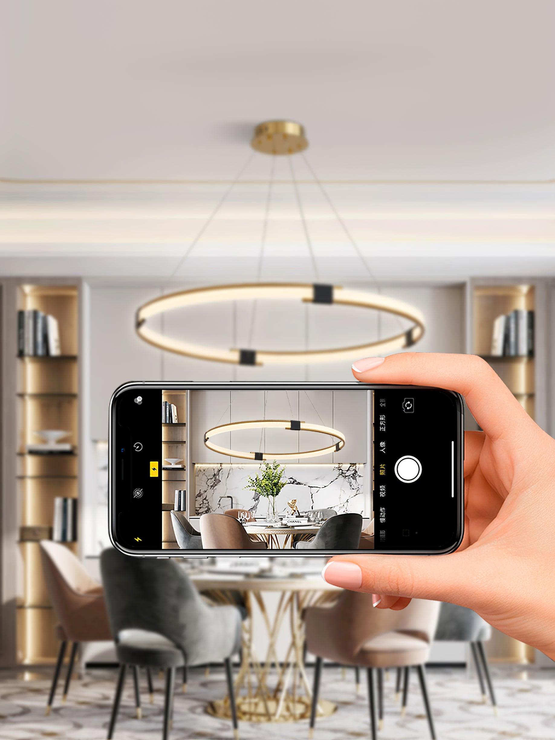 Lavi Chandelier Gold Ring LED Halo Modern-Neutral Decor