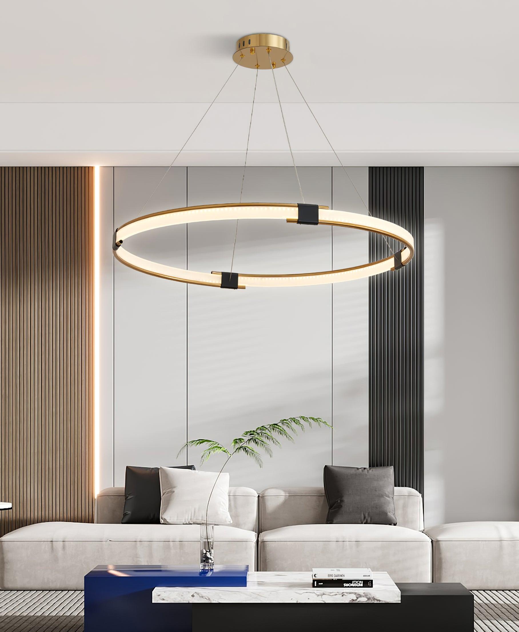 Lavi Chandelier Gold Ring LED Halo Modern-Neutral Decor