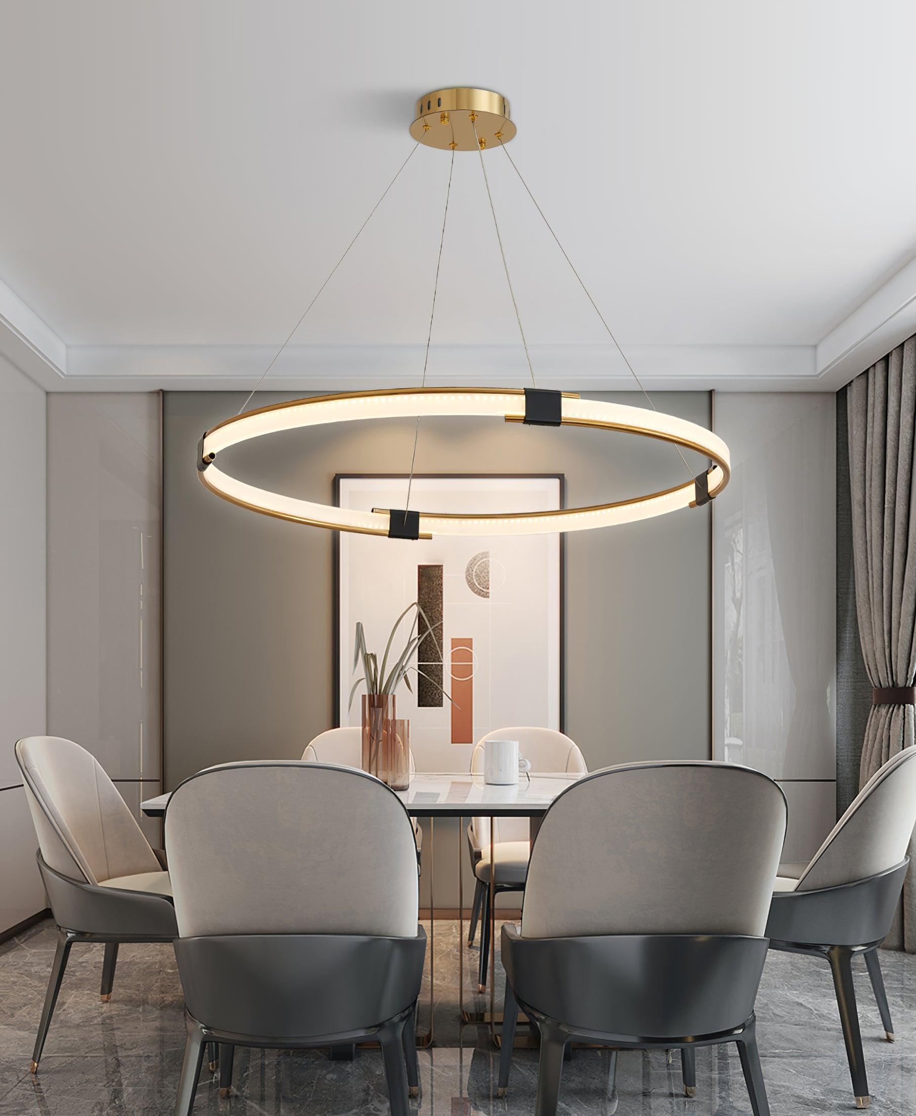 Lavi Chandelier Gold Ring LED Halo Modern-Neutral Decor