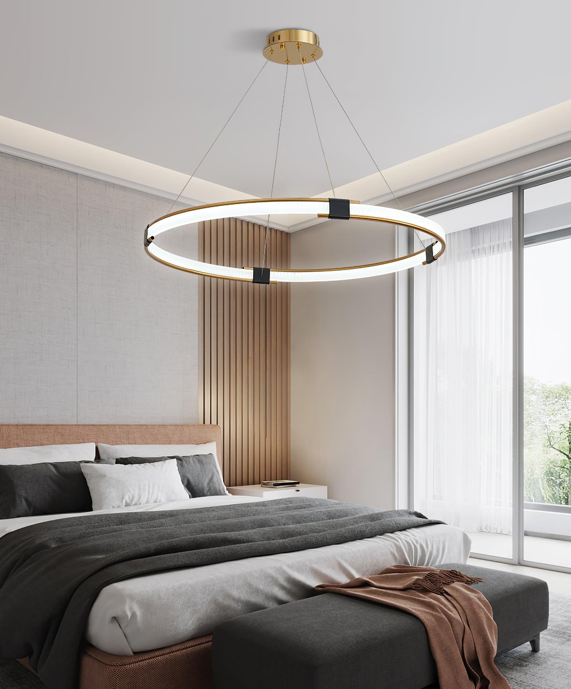 Lavi Chandelier Gold Ring LED Halo Modern-Neutral Decor