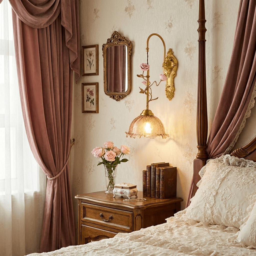 Gold Rose Wall Sconce-Neutral Decor