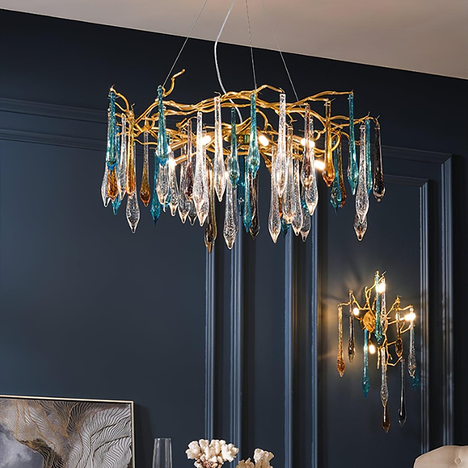 Krashen Chandelier Teardrop Glass Luxe-Neutral Decor