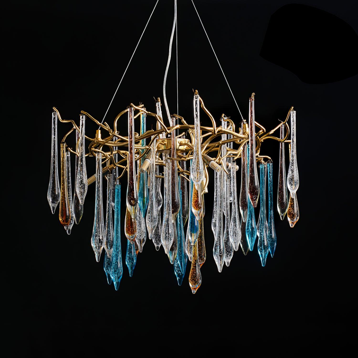 Krashen Chandelier Teardrop Glass Luxe-Neutral Decor