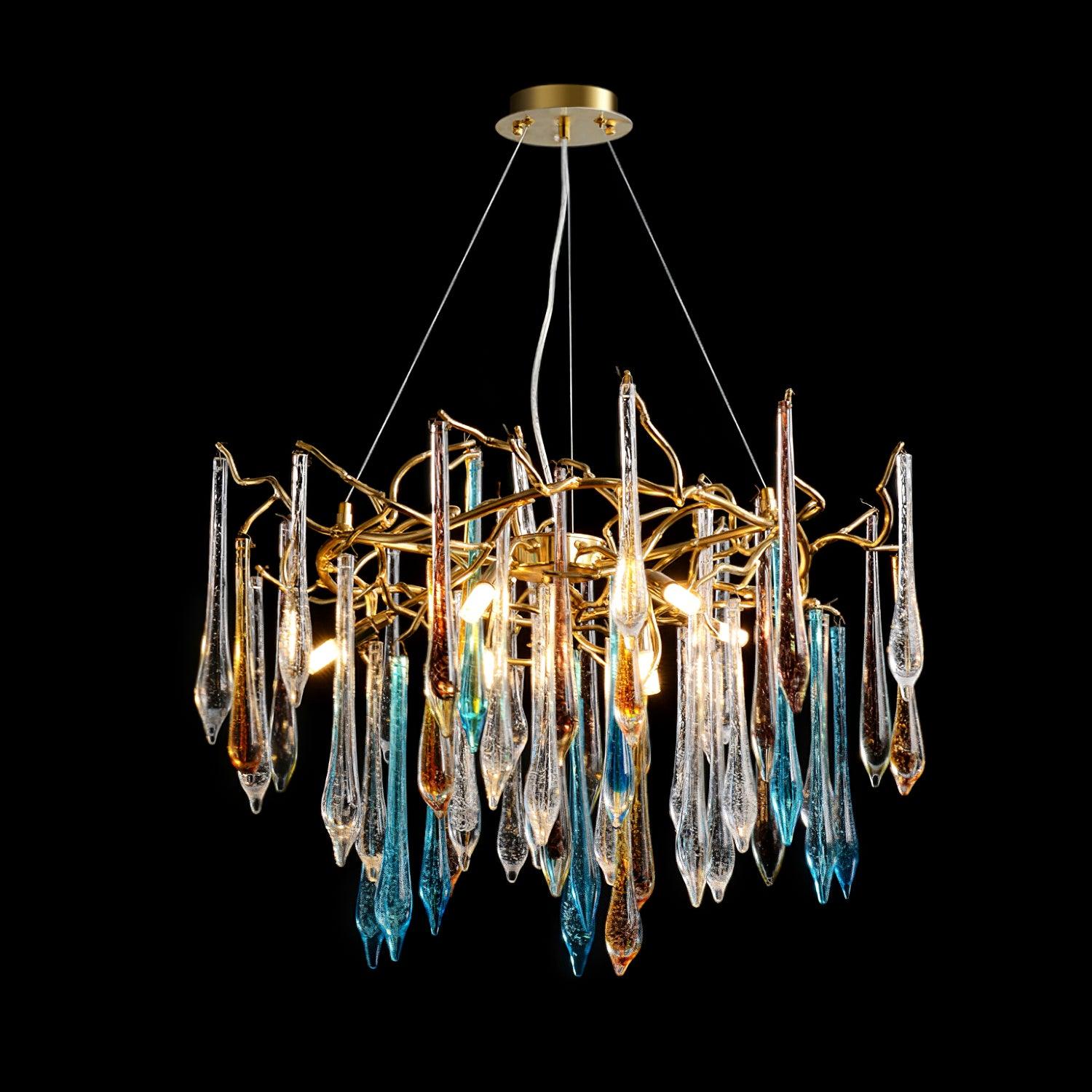 Krashen Chandelier Teardrop Glass Luxe-Neutral Decor