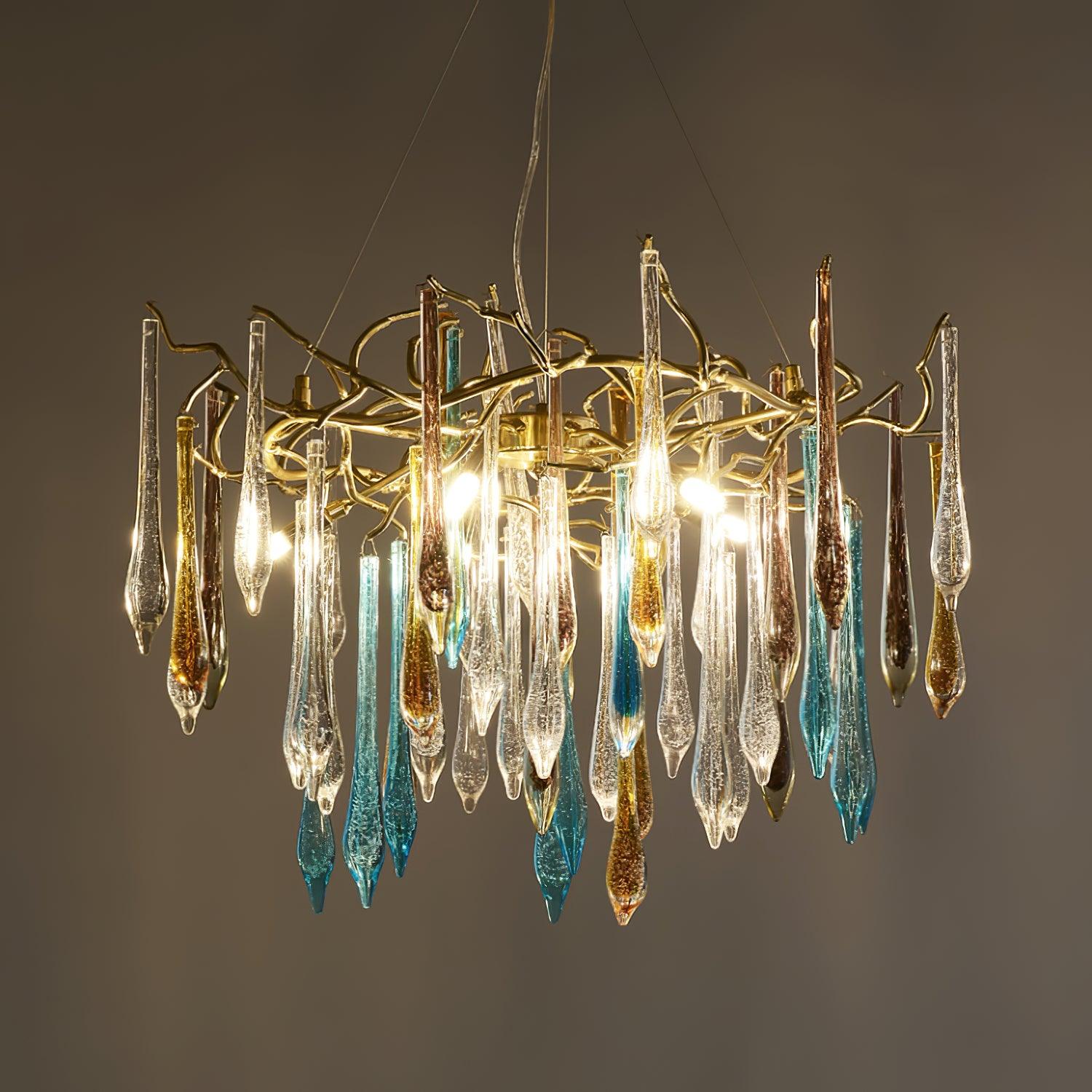 Krashen Chandelier Teardrop Glass Luxe-Neutral Decor