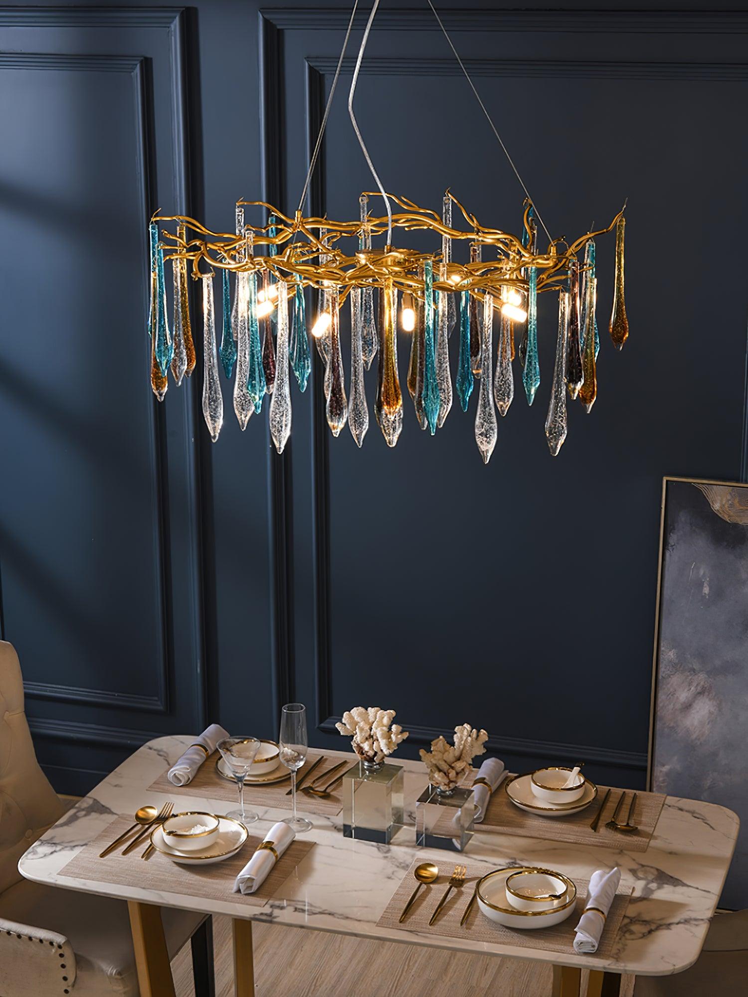 Krashen Chandelier Teardrop Glass Luxe-Neutral Decor