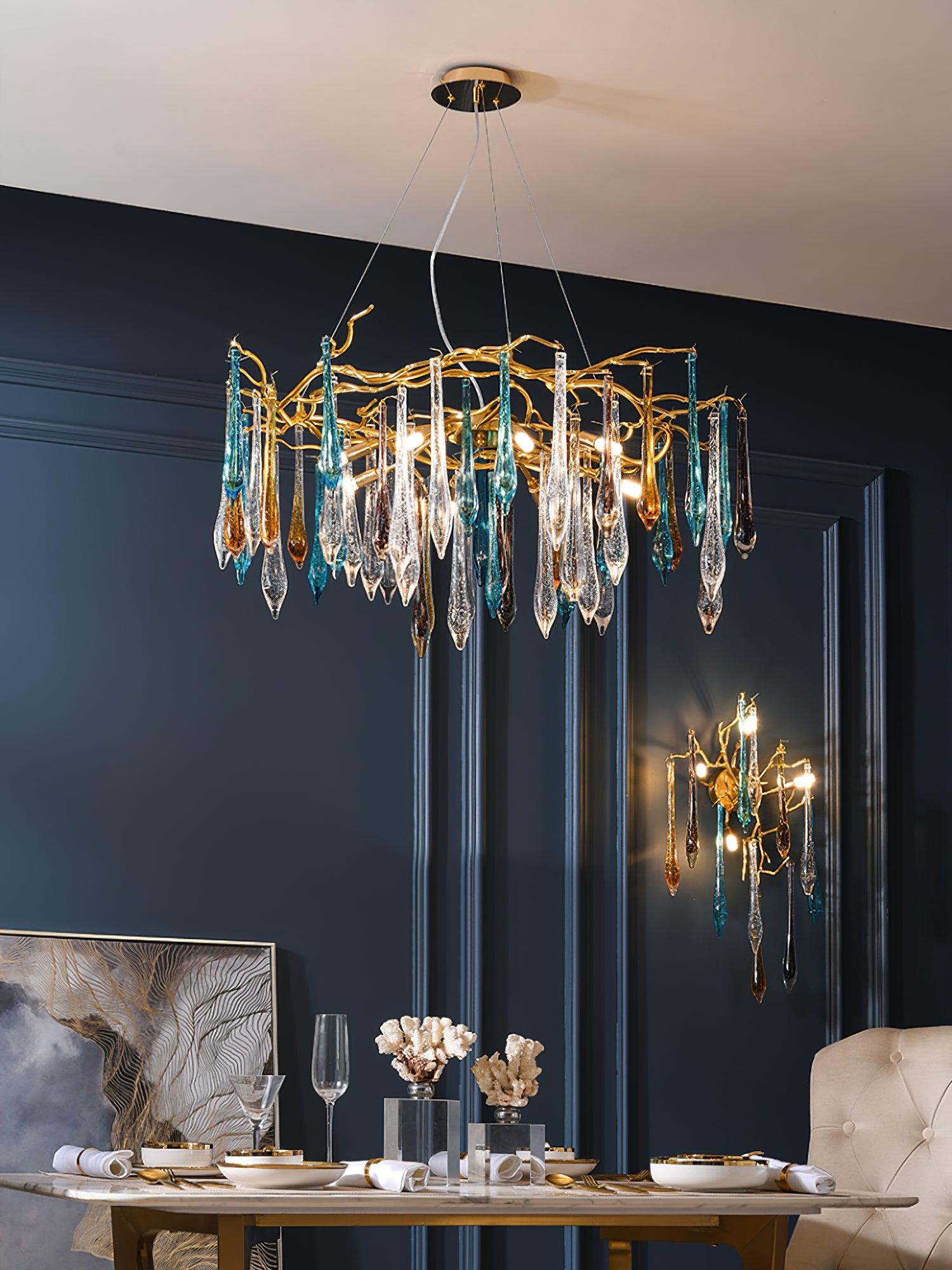Krashen Chandelier Teardrop Glass Luxe-Neutral Decor