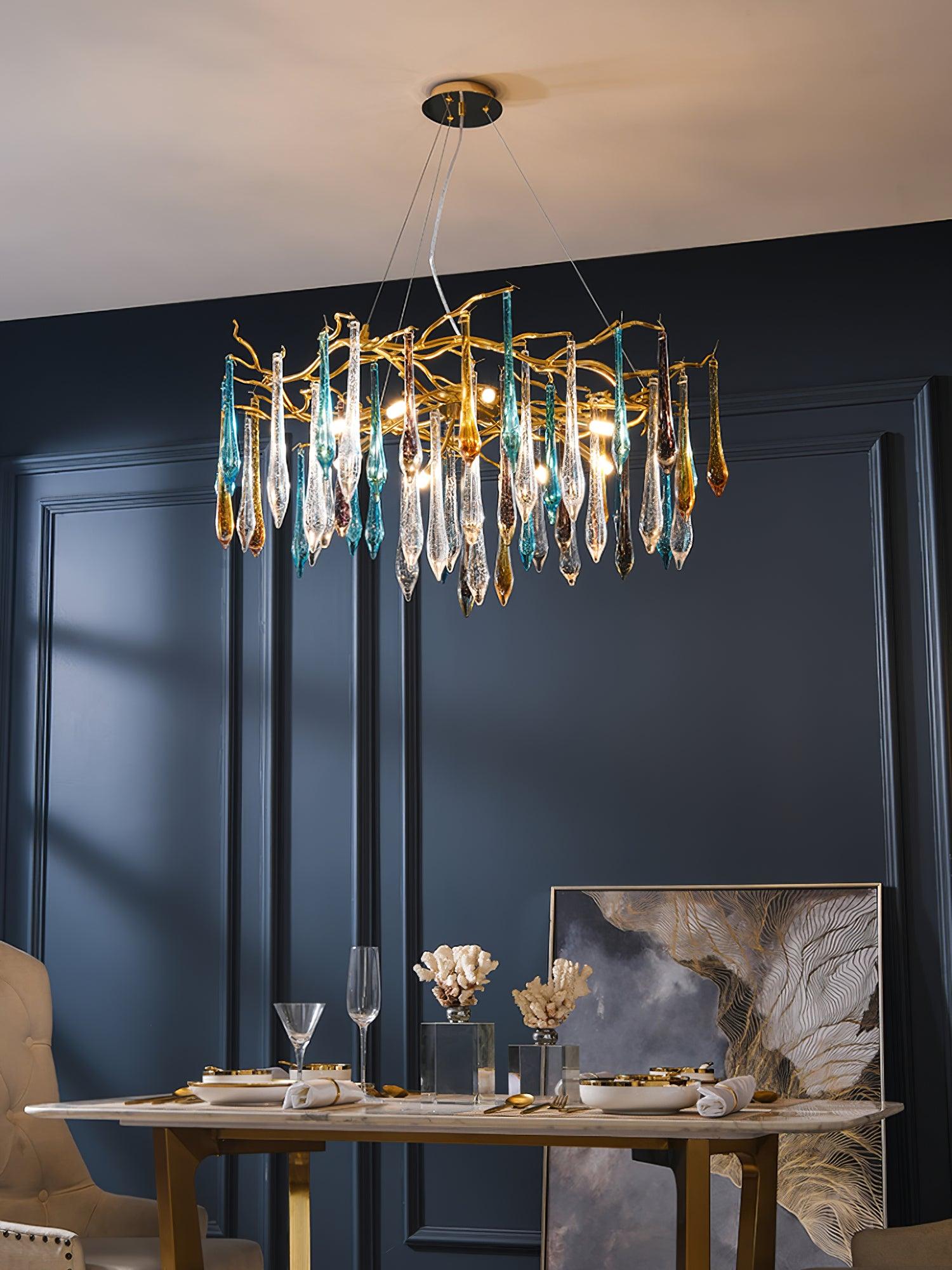 Krashen Chandelier Teardrop Glass Luxe-Neutral Decor