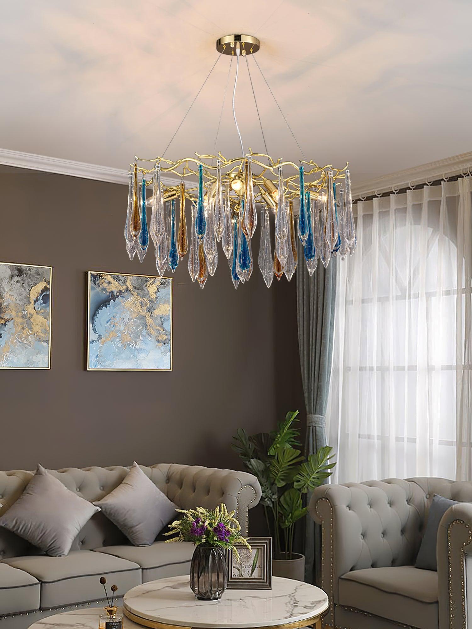 Krashen Chandelier Teardrop Glass Luxe-Neutral Decor