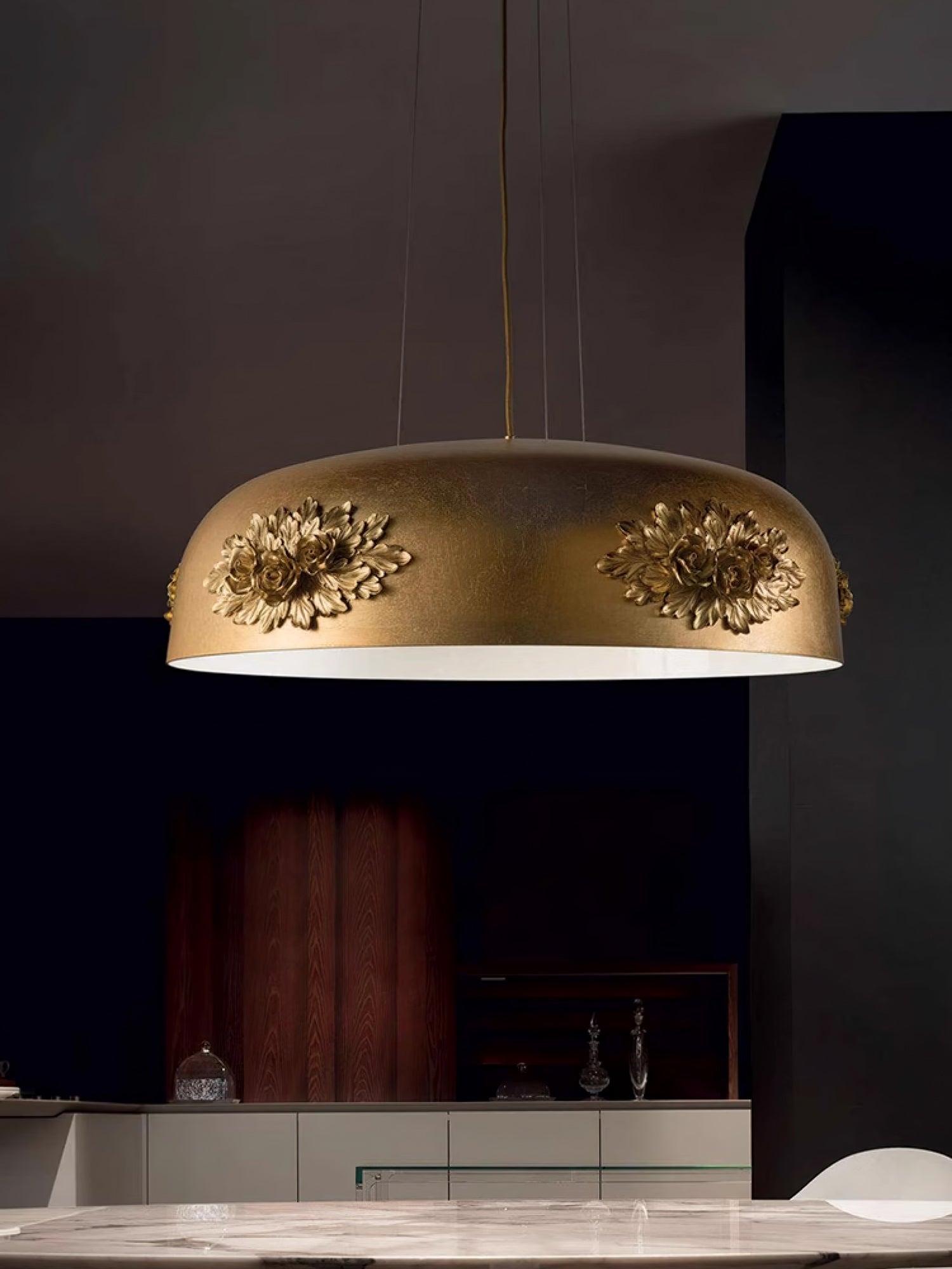 Zesolila Traditional Art Gold Pendant Light-Neutral Decor
