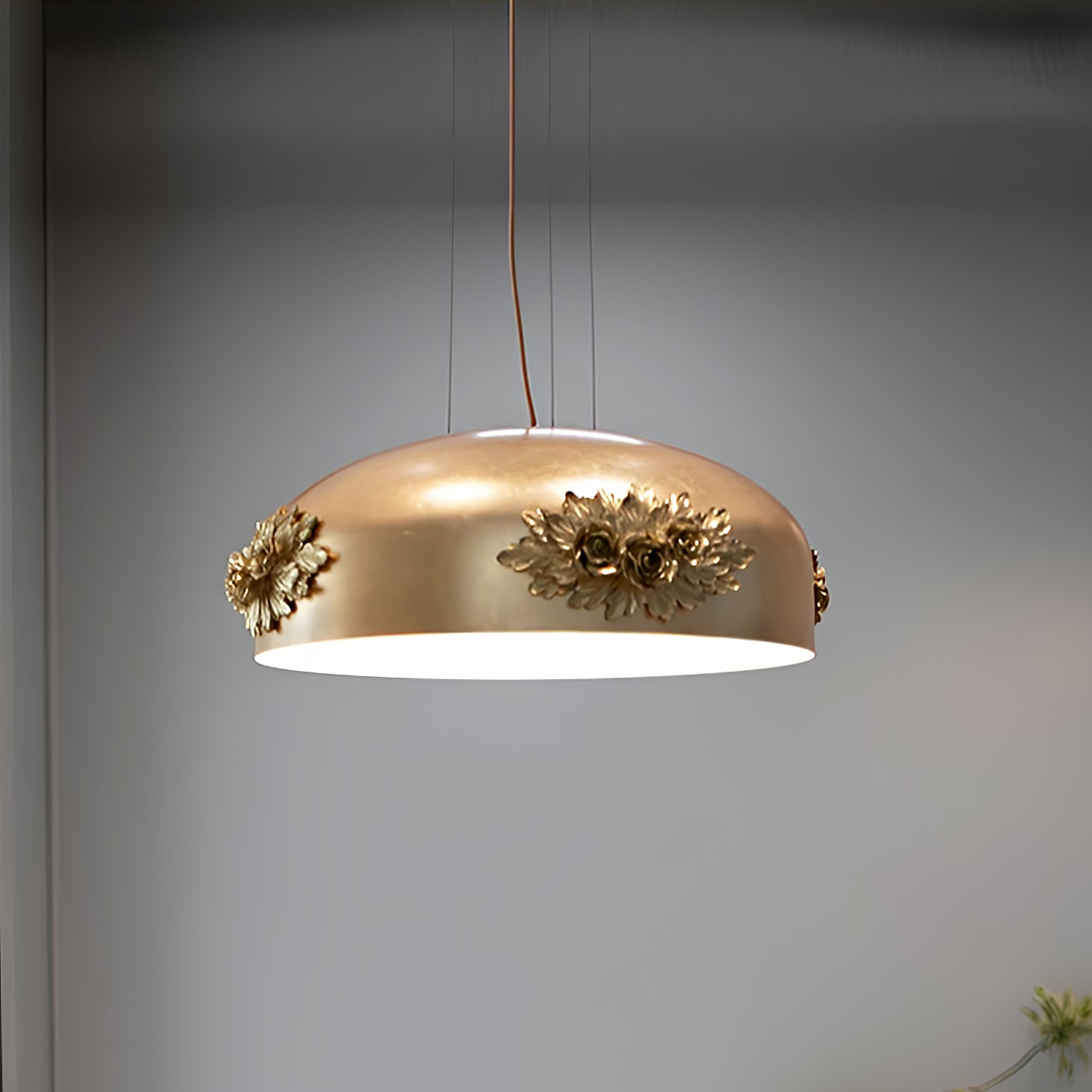 Zesolila Traditional Art Gold Pendant Light-Neutral Decor