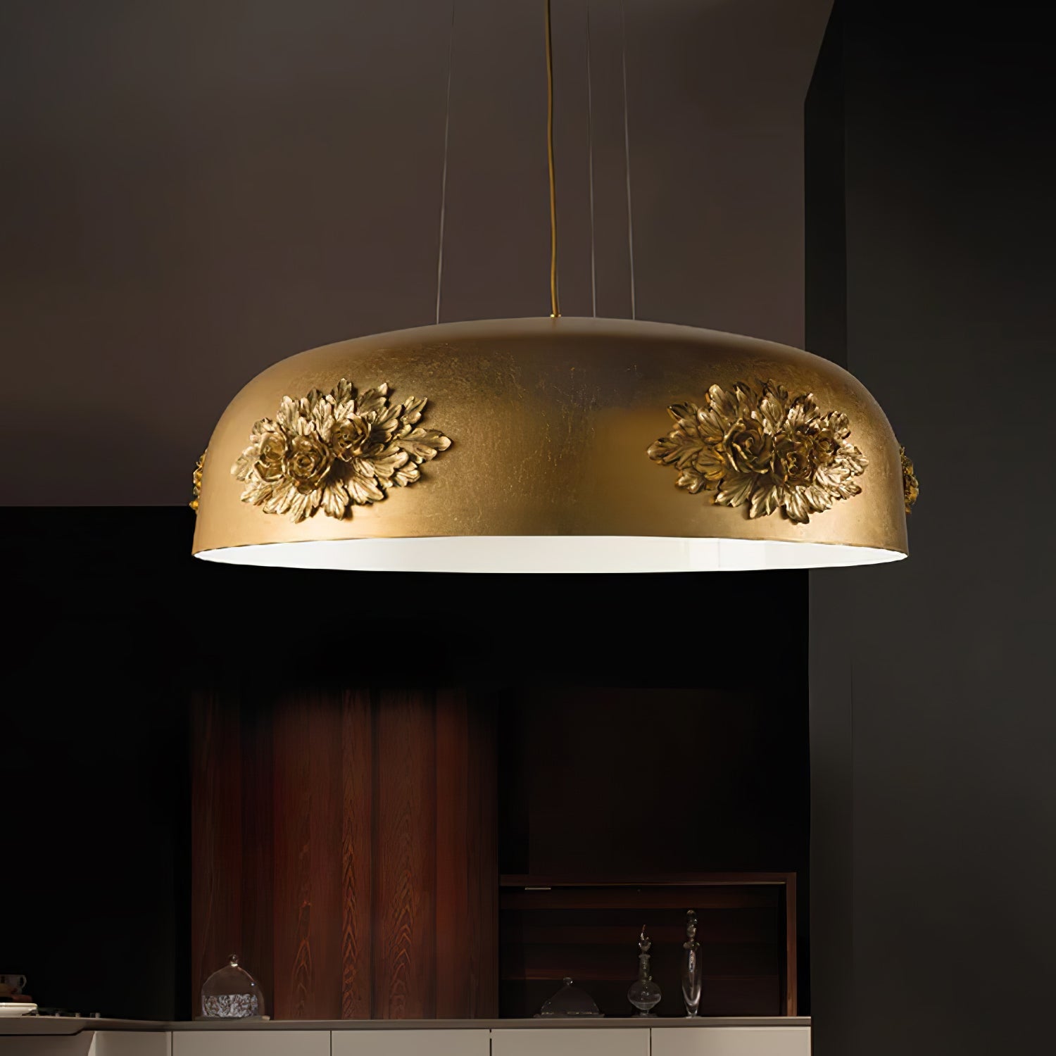 Zesolila Traditional Art Gold Pendant Light-Neutral Decor