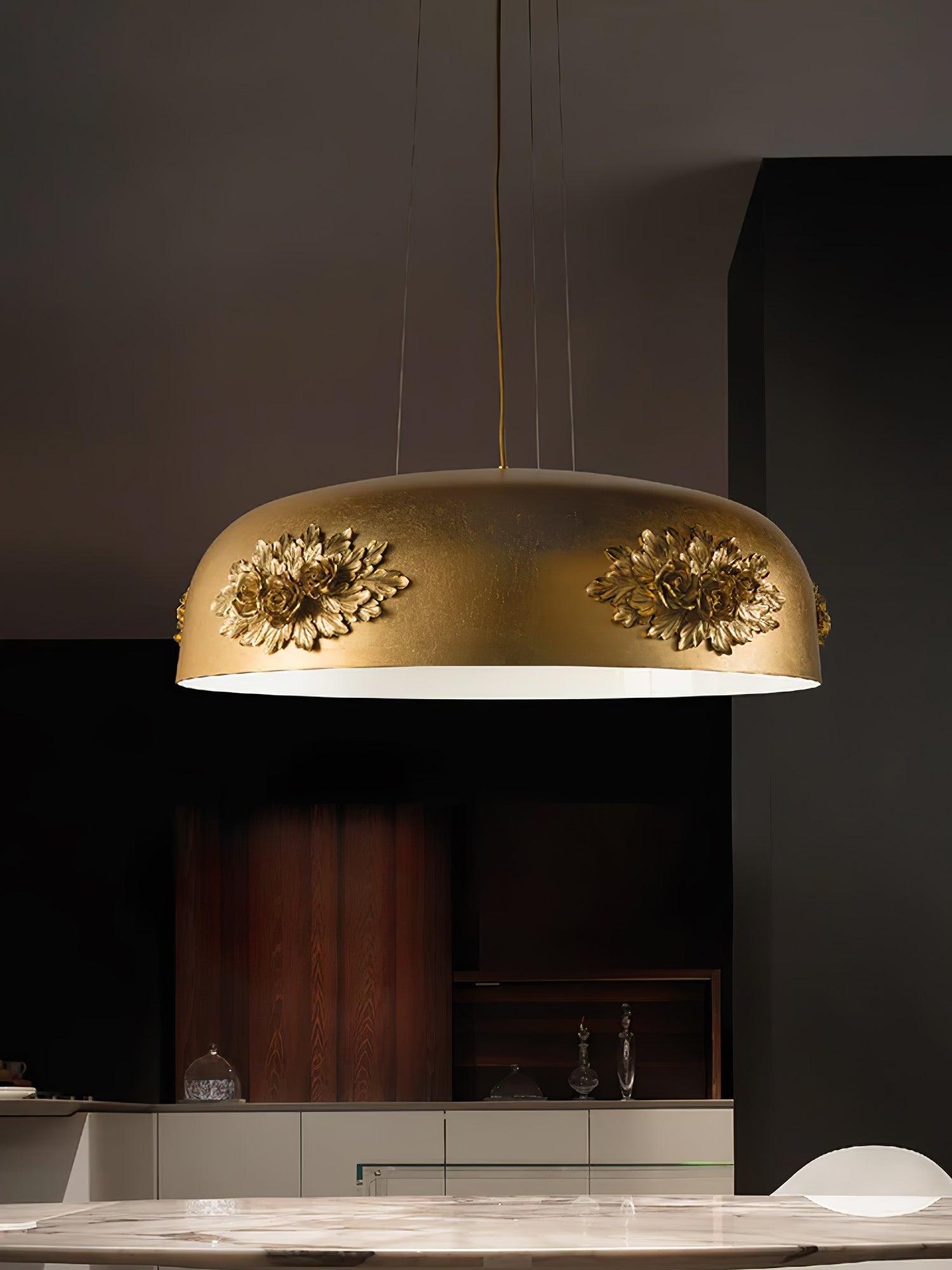 Zesolila Traditional Art Gold Pendant Light-Neutral Decor