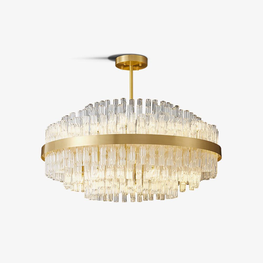 Lustra Chandelier Gold Clear Rod Elegant-Neutral Decor