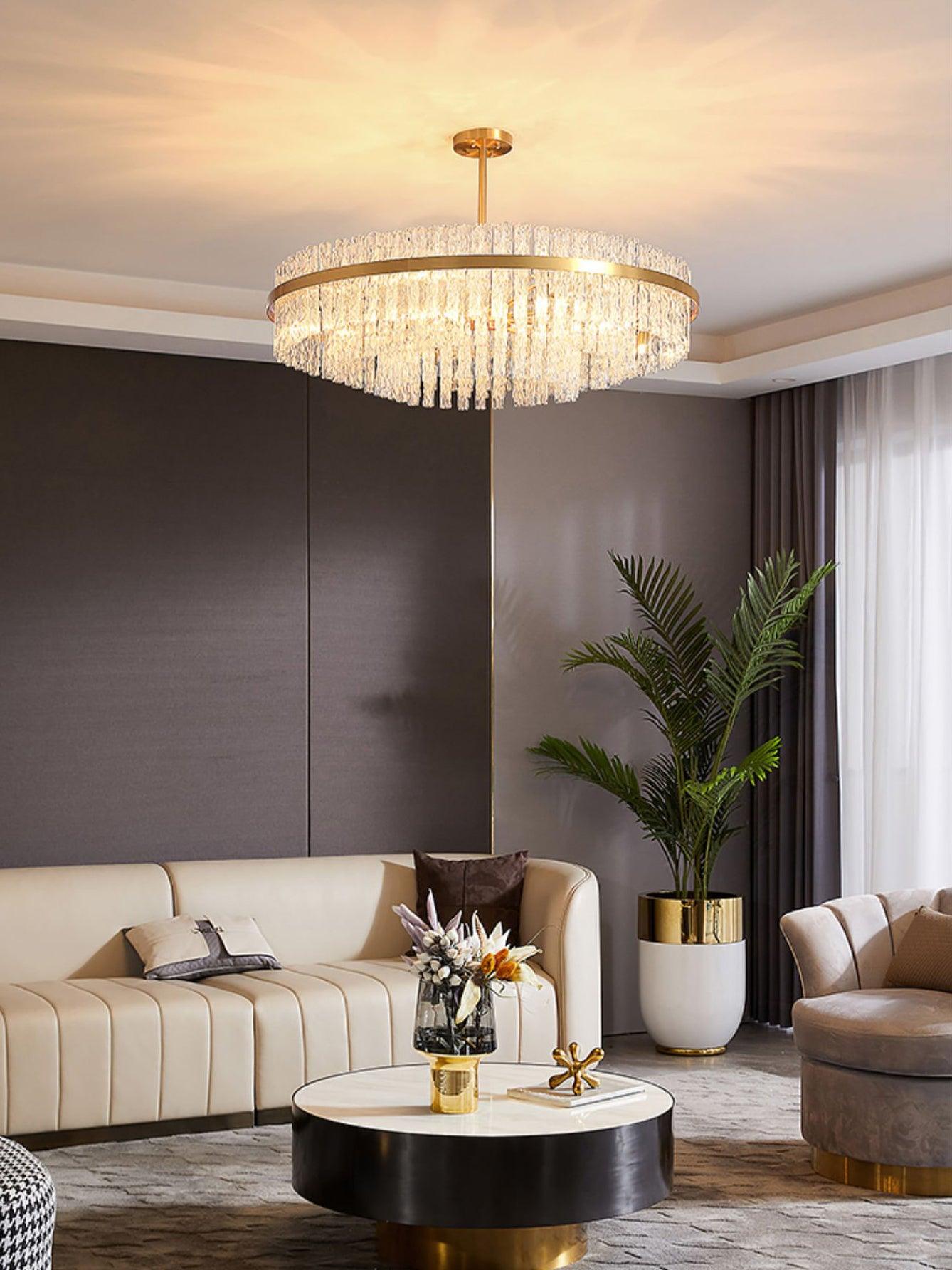 Lustra Chandelier Gold Clear Rod Elegant-Neutral Decor